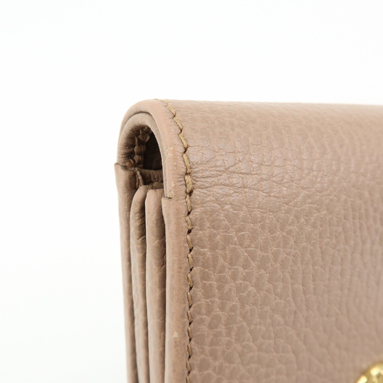 GUCCI GG Marmont Leather Compact Wallet Pink Beige 59858