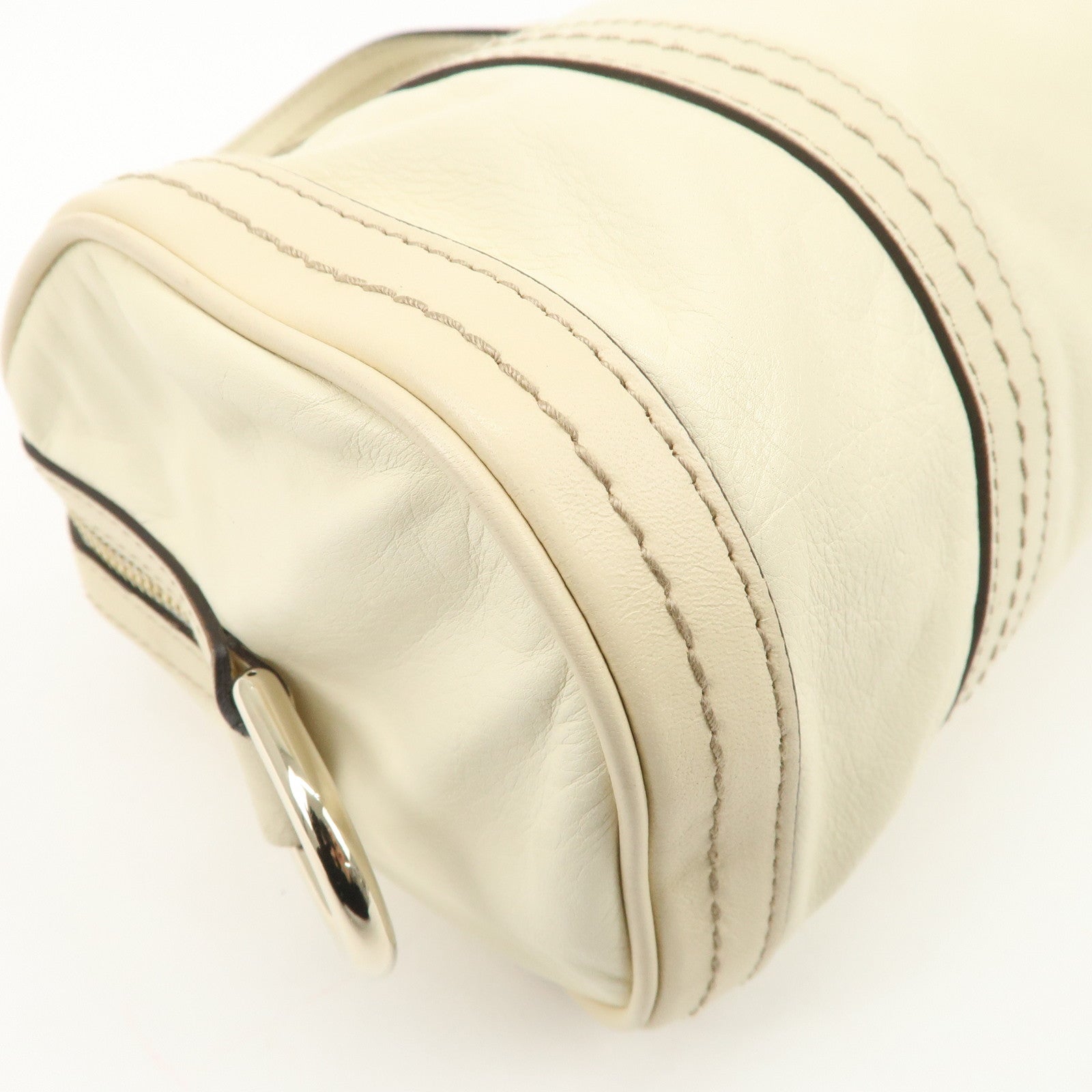 GUCCI Leather GG Crystal Hysteria Boston Bag Hand Bag Ecru 181485