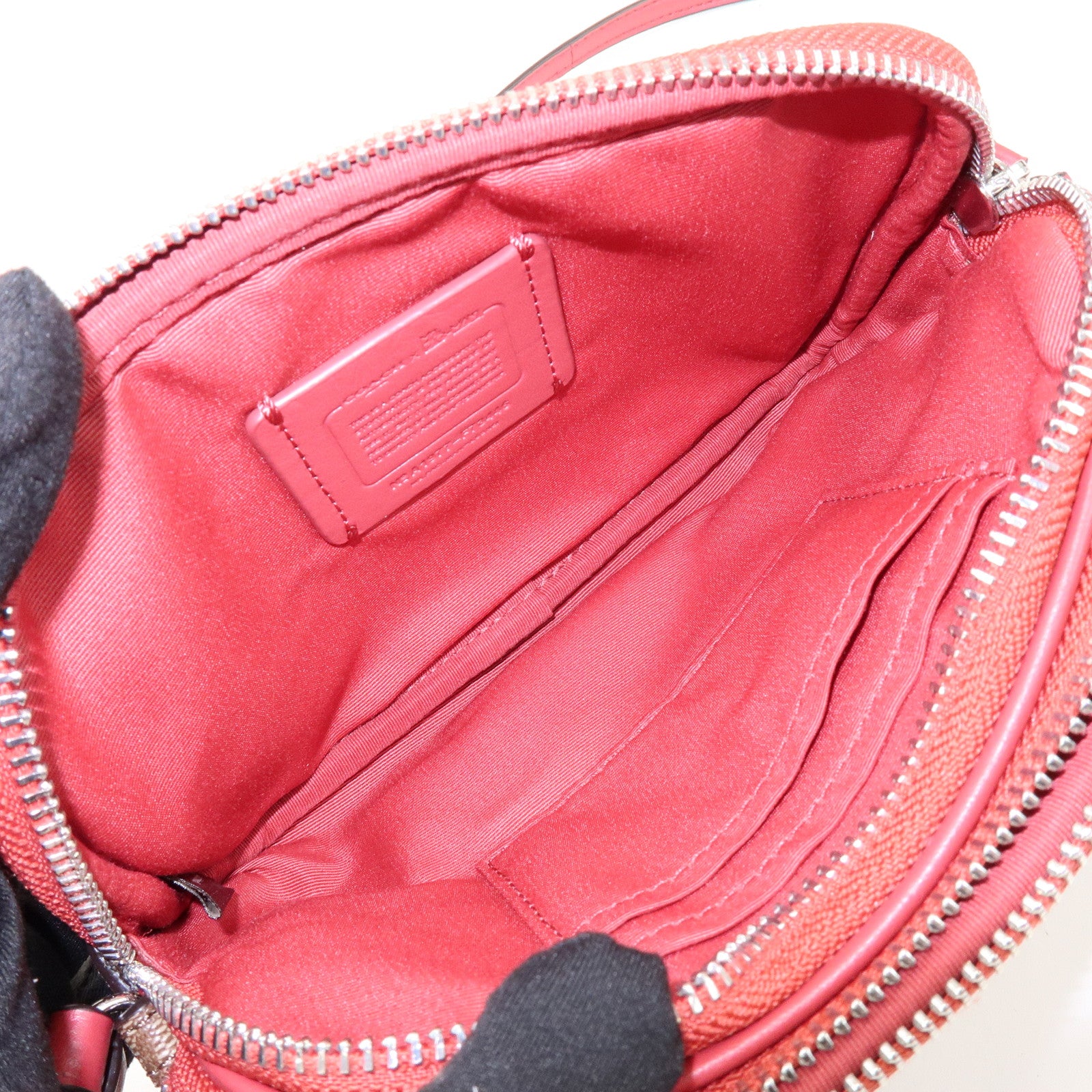 COACH Signature Pacman Collaboration Shoulder Bag Brown Red