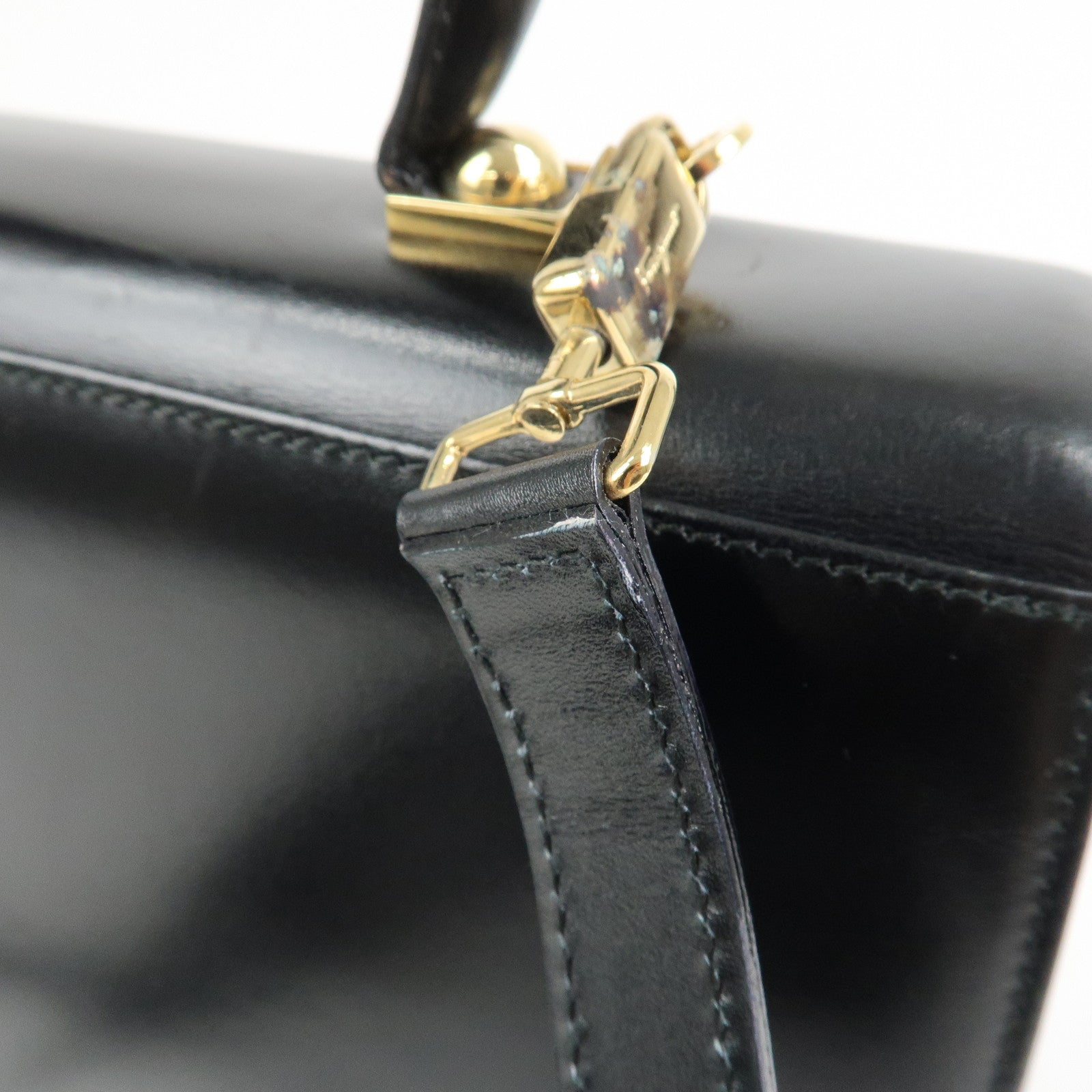 Ferragamo Gancini Logo Leather 2Way Bag Hand Bag Shoulder Bag Black