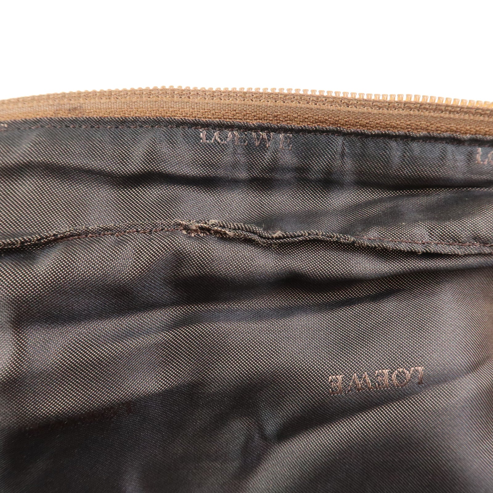 LOEWE Logo Nappa Leather Mini Hand Bag Boston Bag Brown