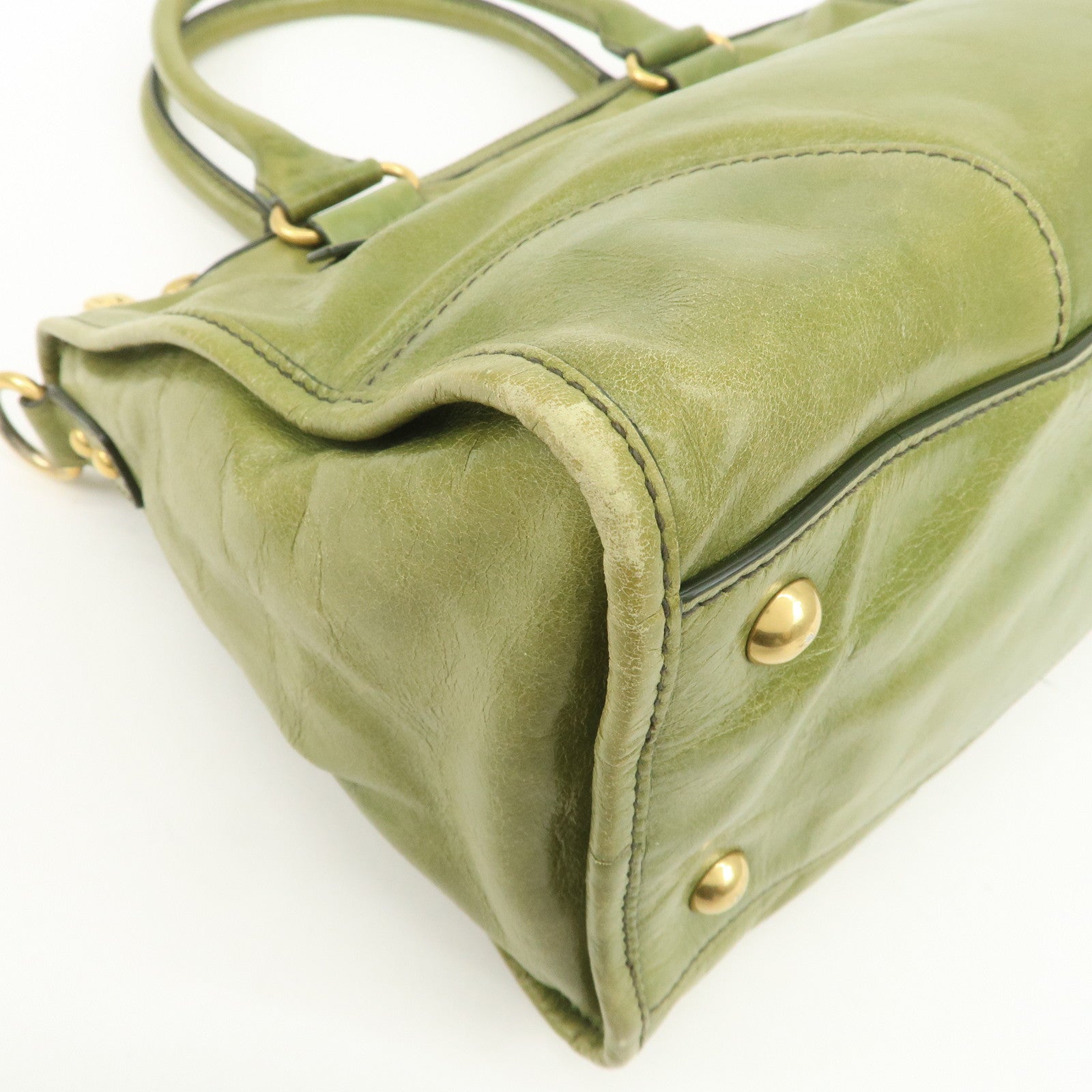 MIU MIU 2Way Bag Hand Bag Shoulder Bag Light Green RL0043