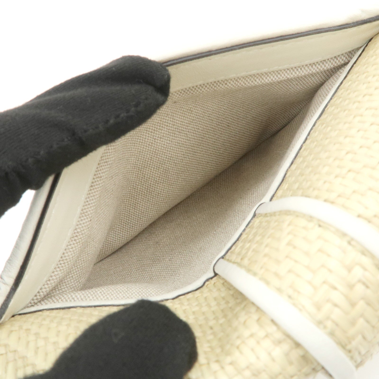 JIMMY CHOO Raffia Leather Mini Chain Shoulder Bag Beige Ivory