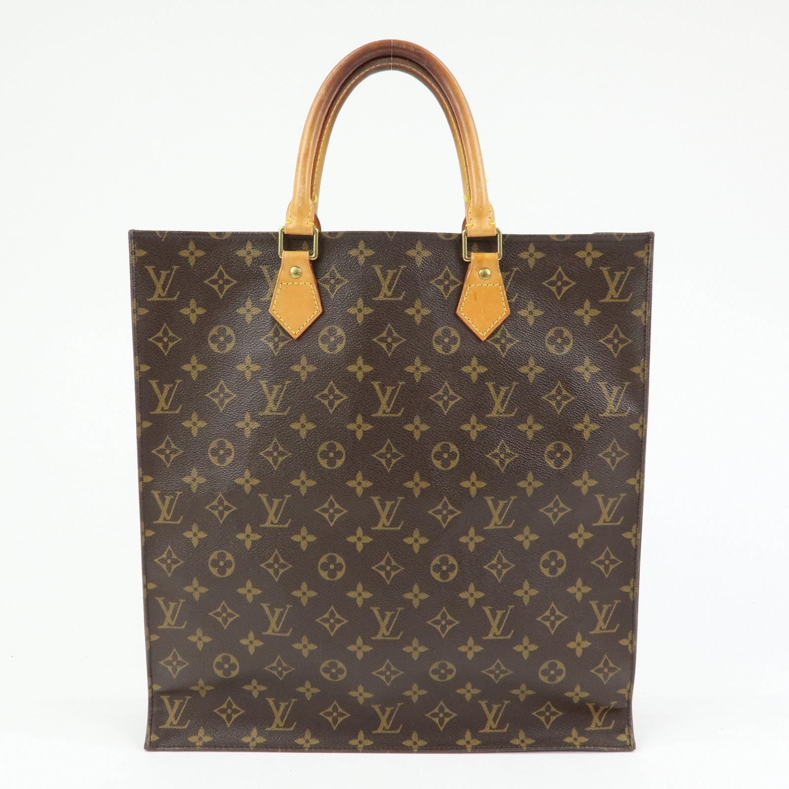 Louis Vuitton Monogram Sac Plat Tote Bag Hand Bag Brown M51140