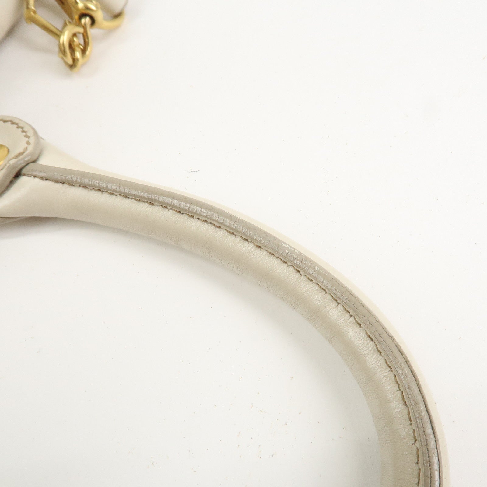 MIU MIU Logo Leather 2Way Bag Shoulder Bag Hand Bag Ivory RT0383