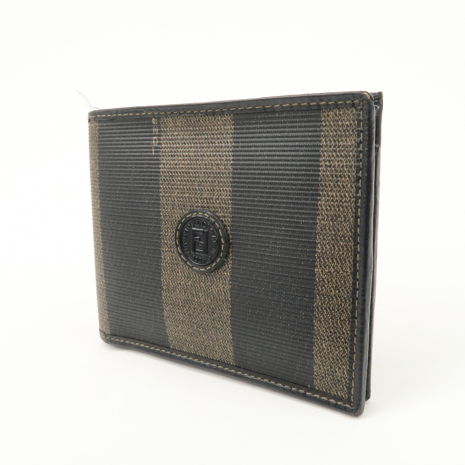 FENDI Set of 2 Pecan Leather PVC Wallet Black Brown 01445-069 30851 Used