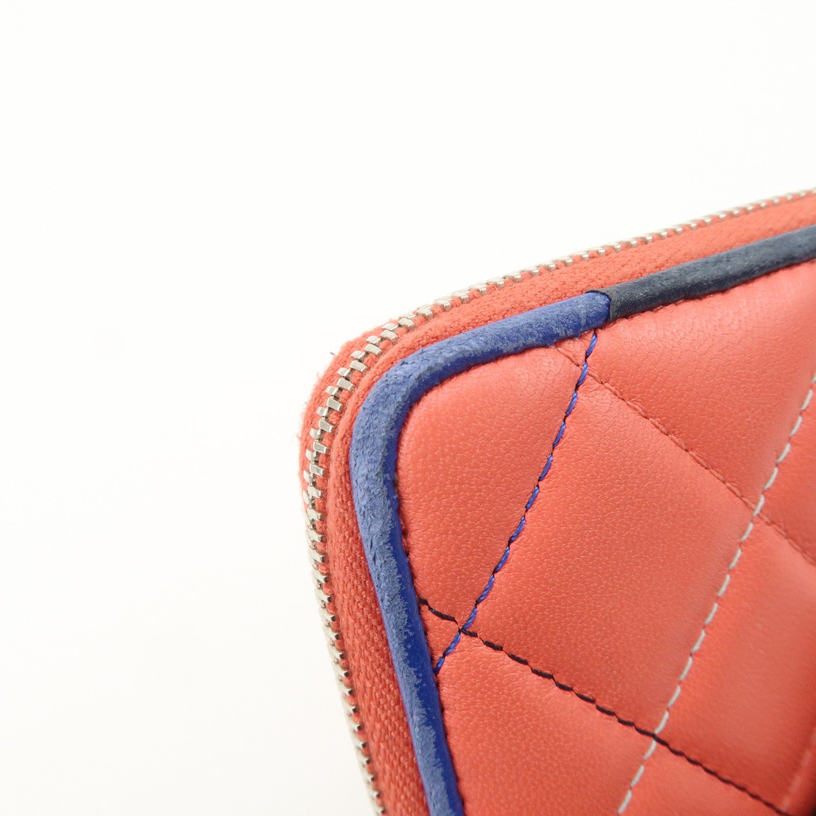 CHANEL Matelasse Lamb Skin Coin Case Coin Purse Pink Blue