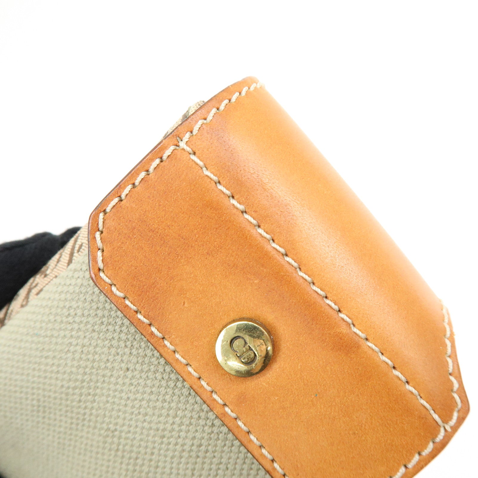 Christian Dior Street Chic Canvas Leather Shoulder Bag Khaki Camel