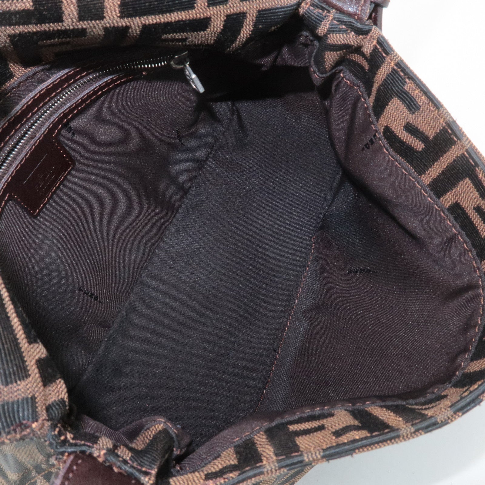 FENDI Mamma Baguette Canvas Leather Shoulder Bag Silver HDW 26325 Used