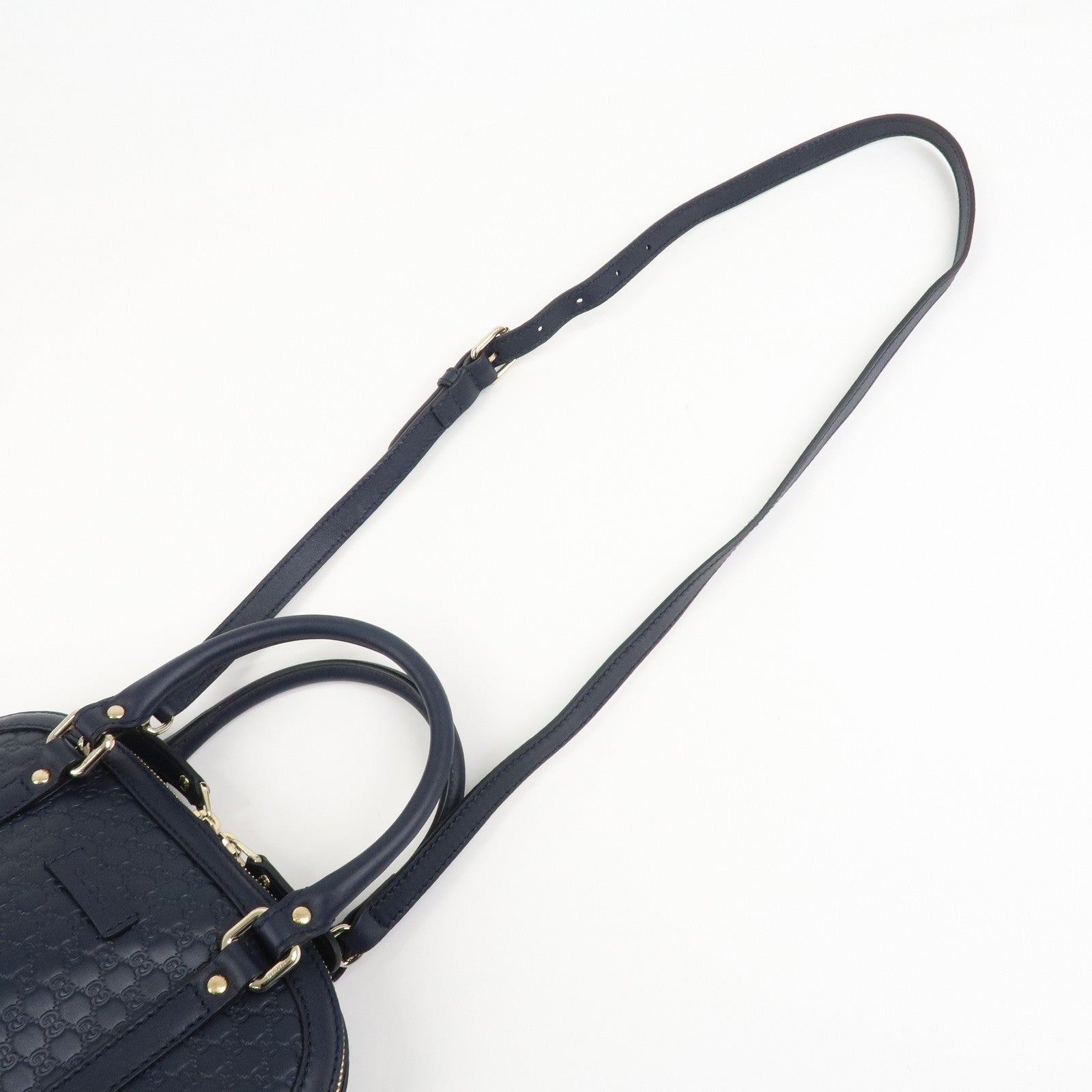 GUCCI Micro Guccissima Leather 2Way Hand Shoulder Bag Navy 449654