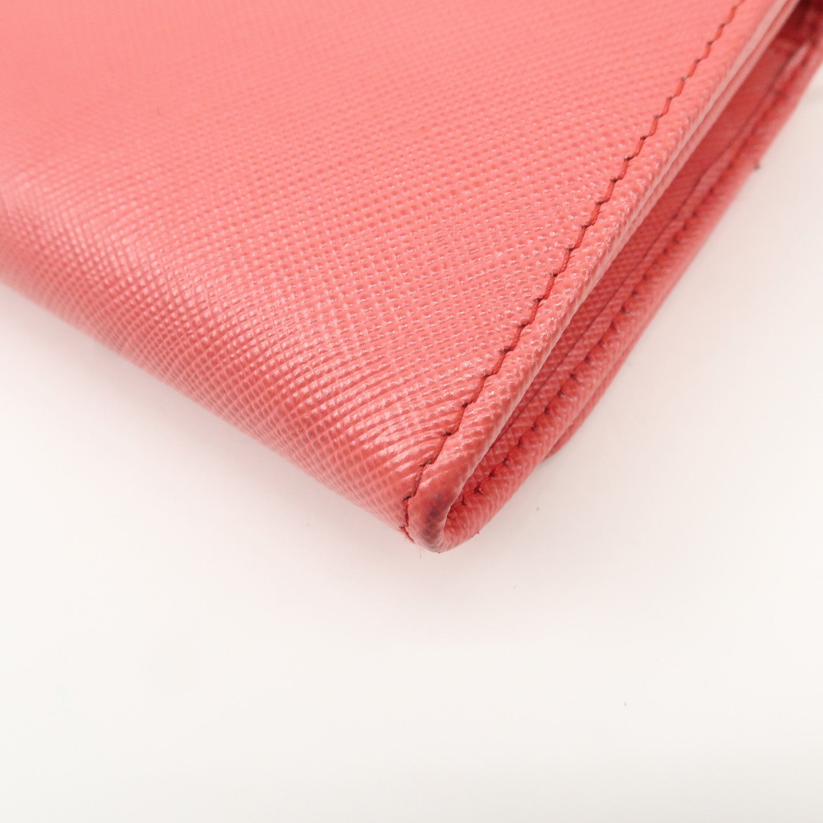 PRADA Saffiano Metal Chain Strap Wallet Shoulder Bag Pink Gold 1M1290 Used