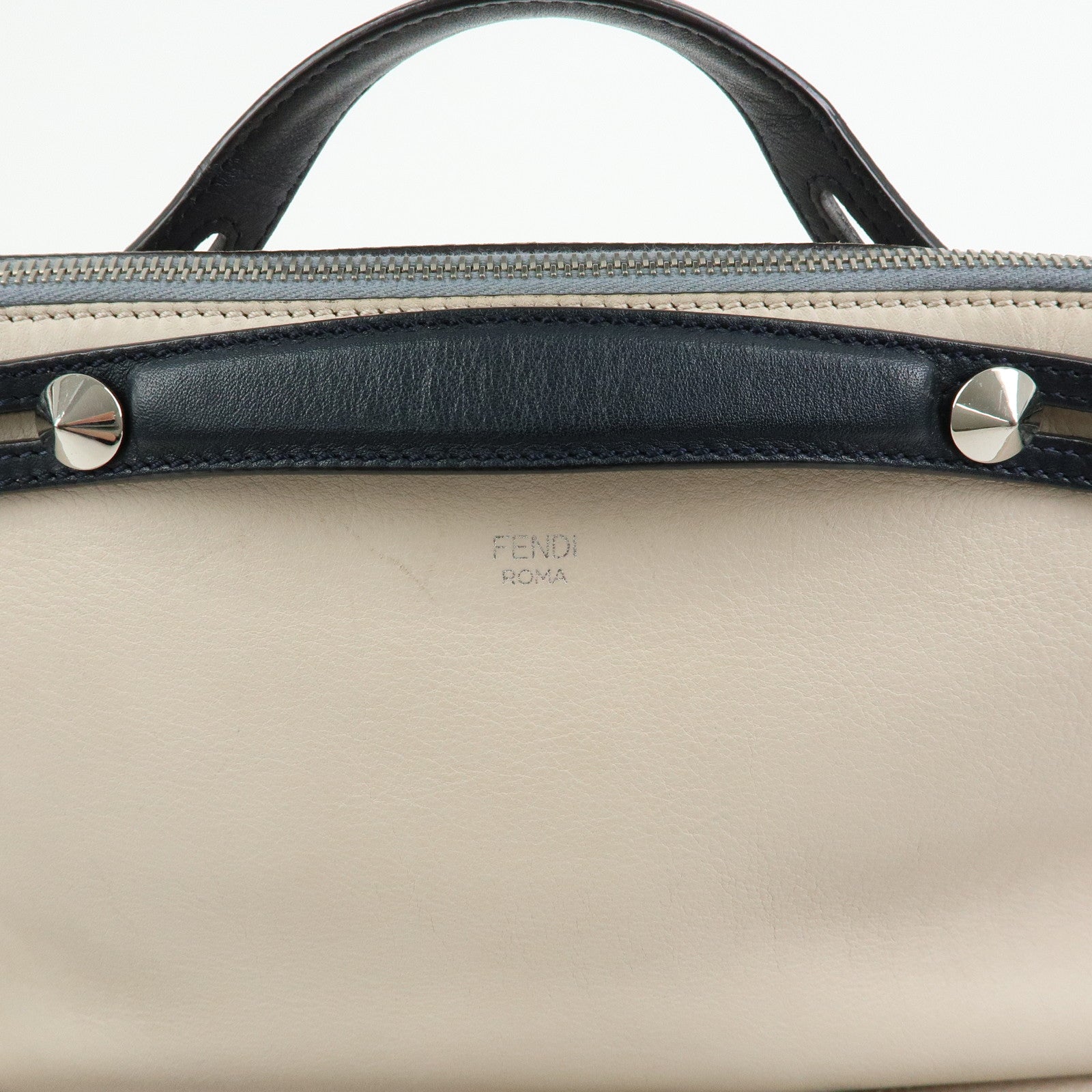 FENDI By The Way Leather Medium 2Way Hand Shoulder Bag Ivory 8BL124