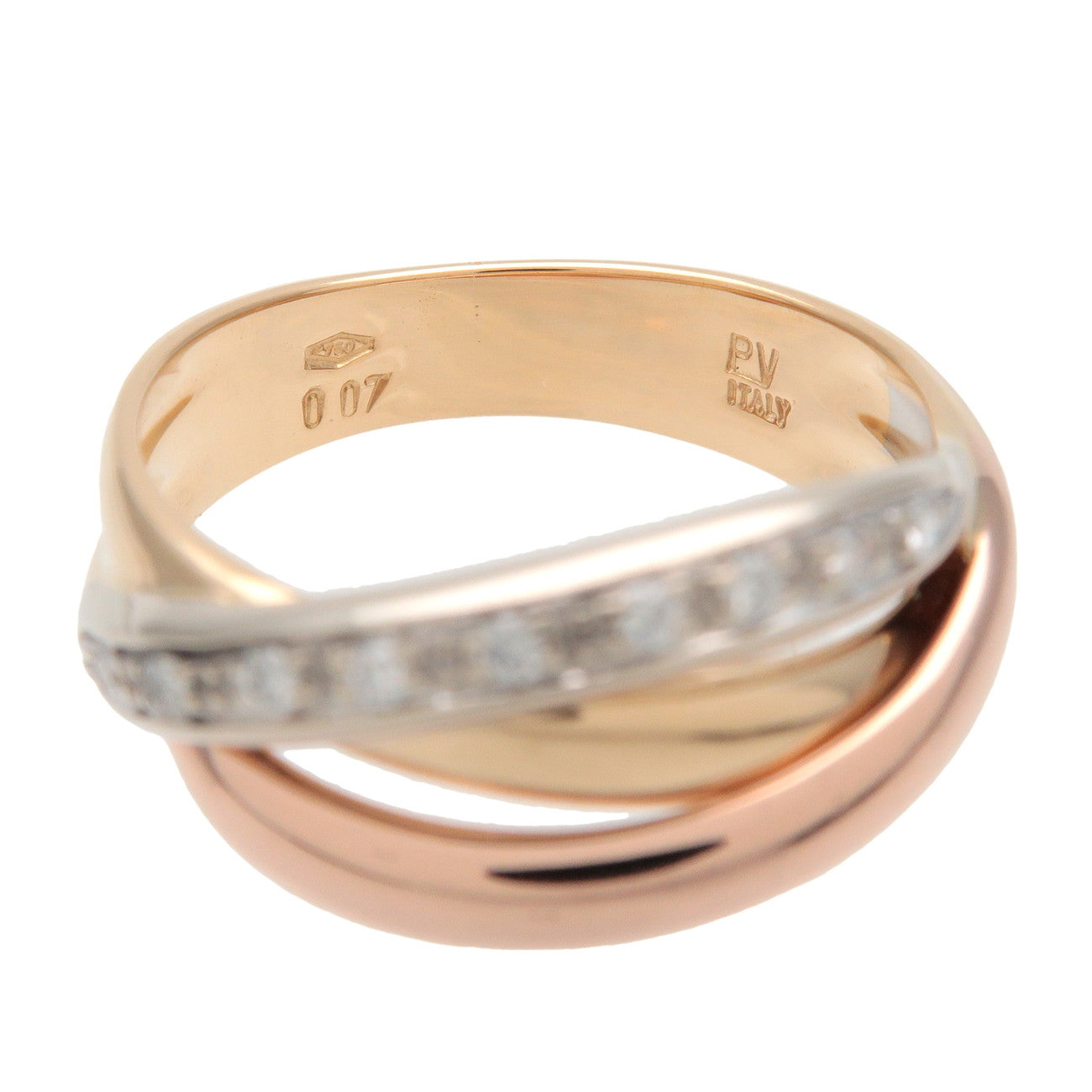 Ponte Vecchio Diamond Ring 750YG/PG/WG Yellow Rose White Gold US5