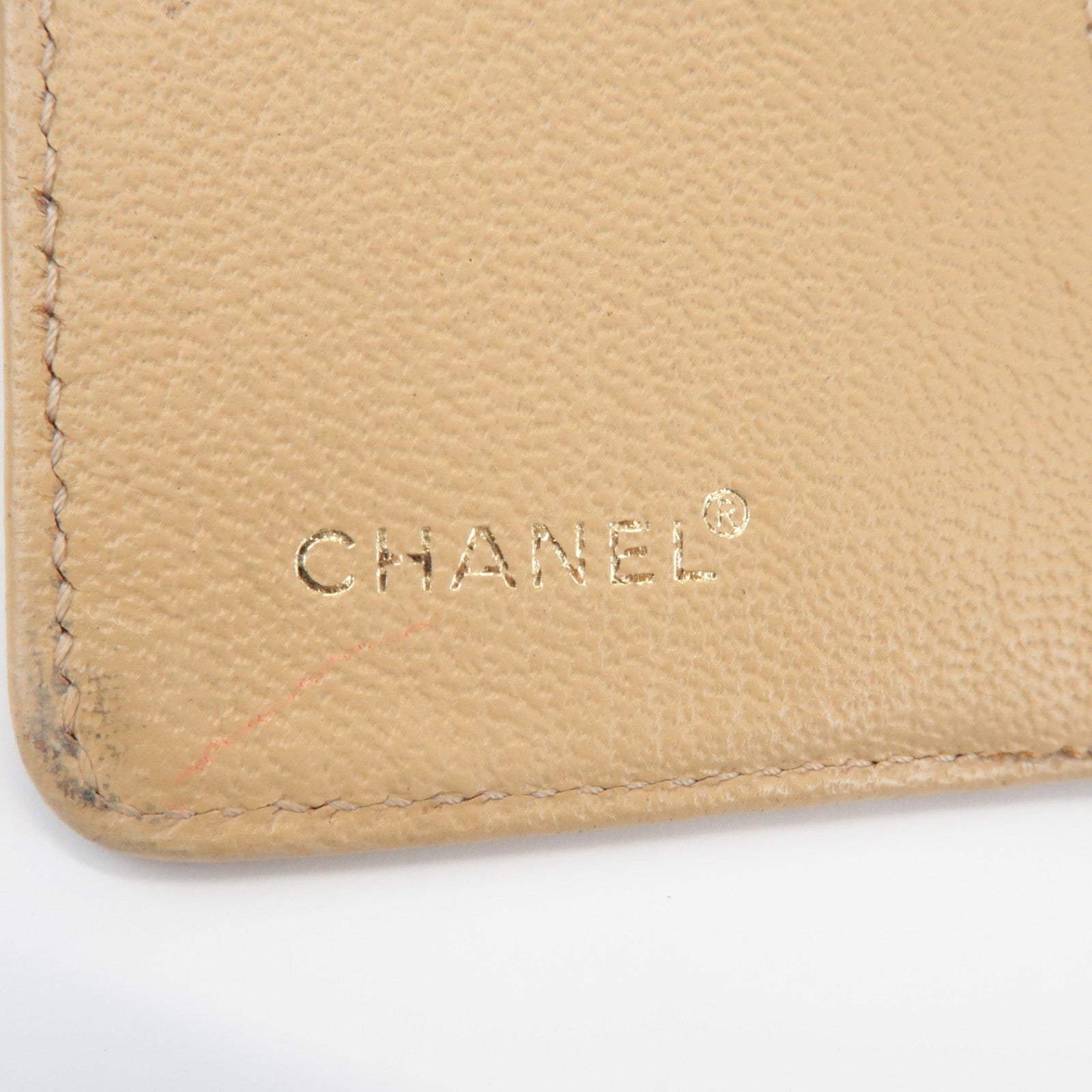 CHANEL COCO Mark Calf Leather Agenda Cover Planner Cover Beige