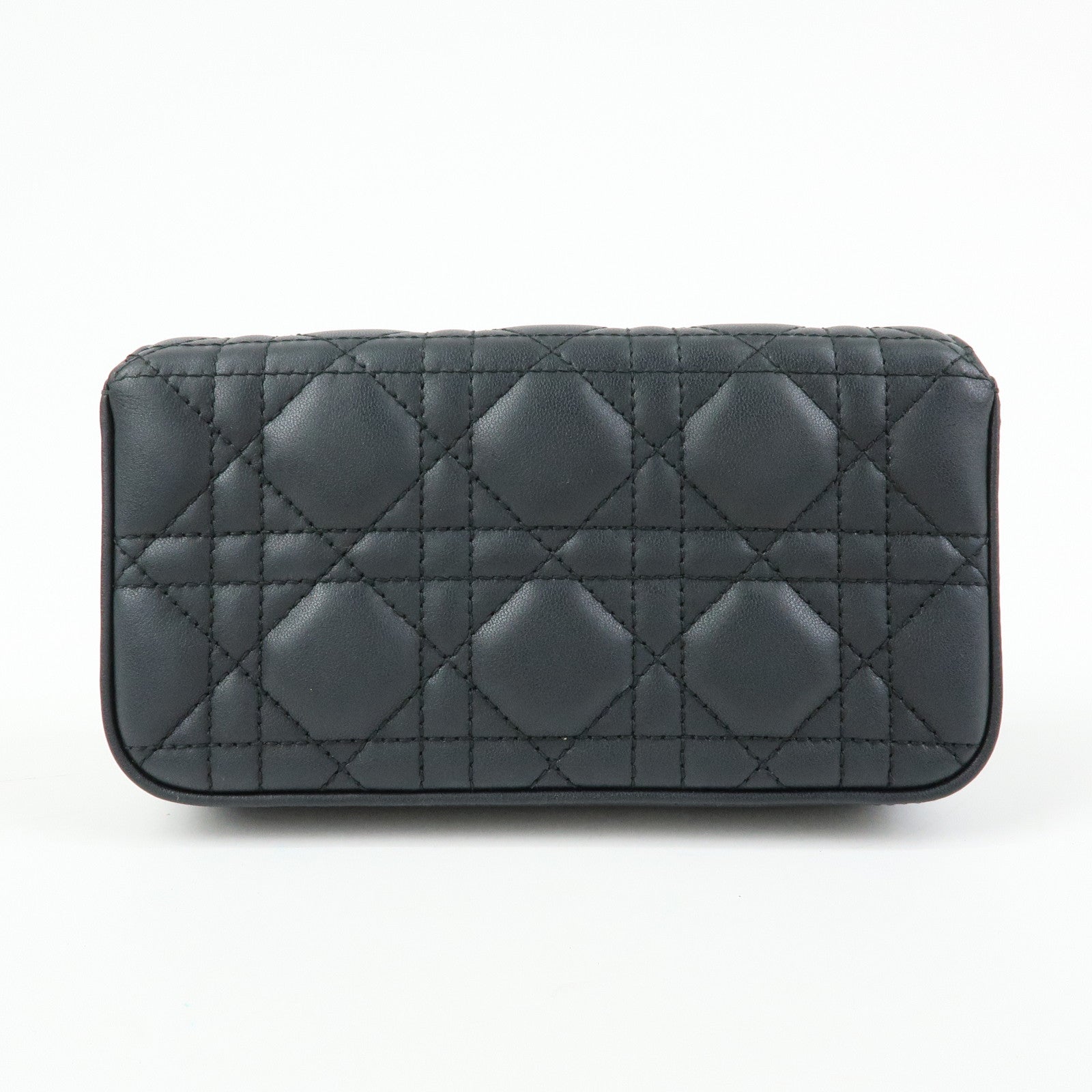 Christian Dior Canage My Dior Lamb Skin Dior Talk Phone Bag Black