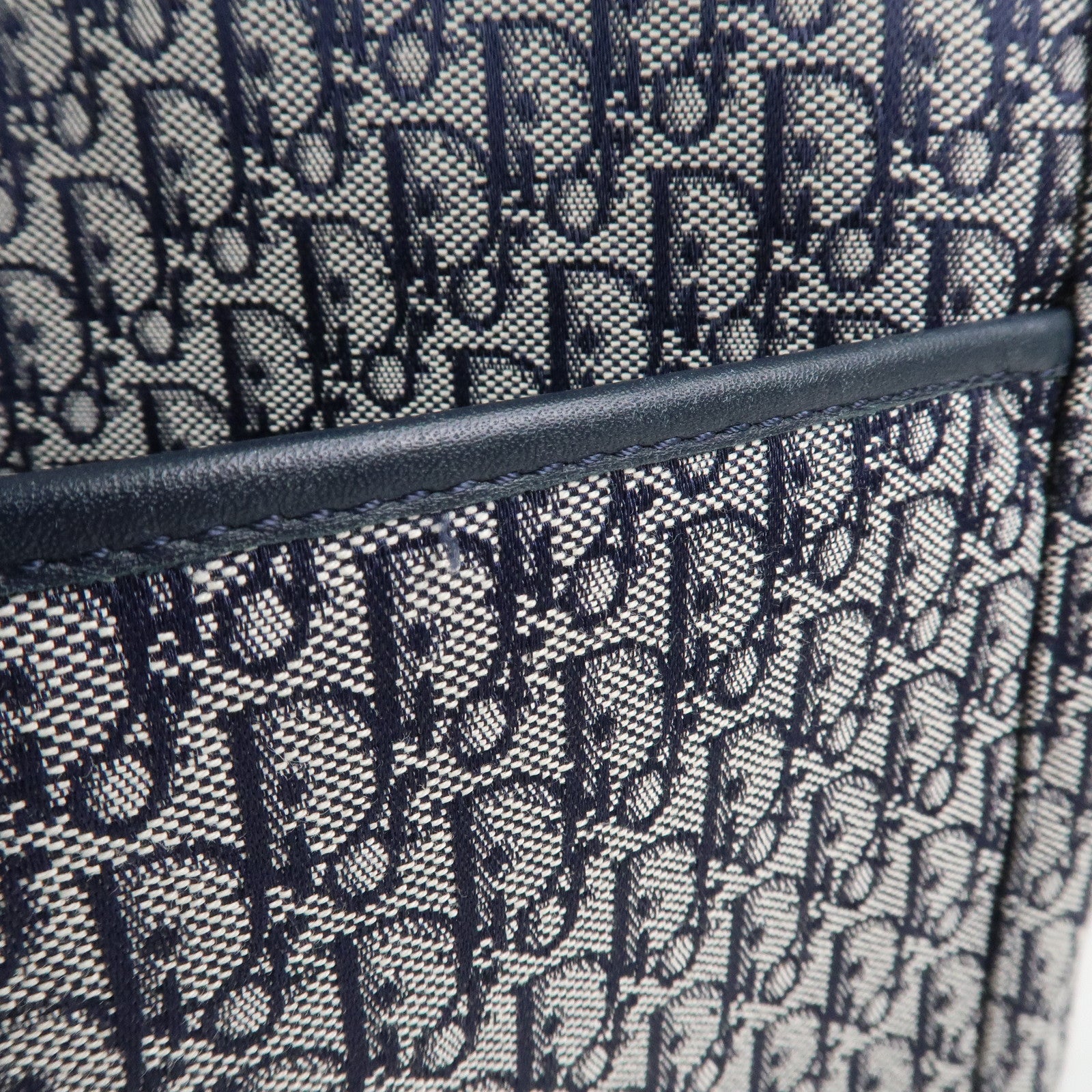 Christian Dior Trotter Canvas Leather Tote Bag Shoulder Bag Navy