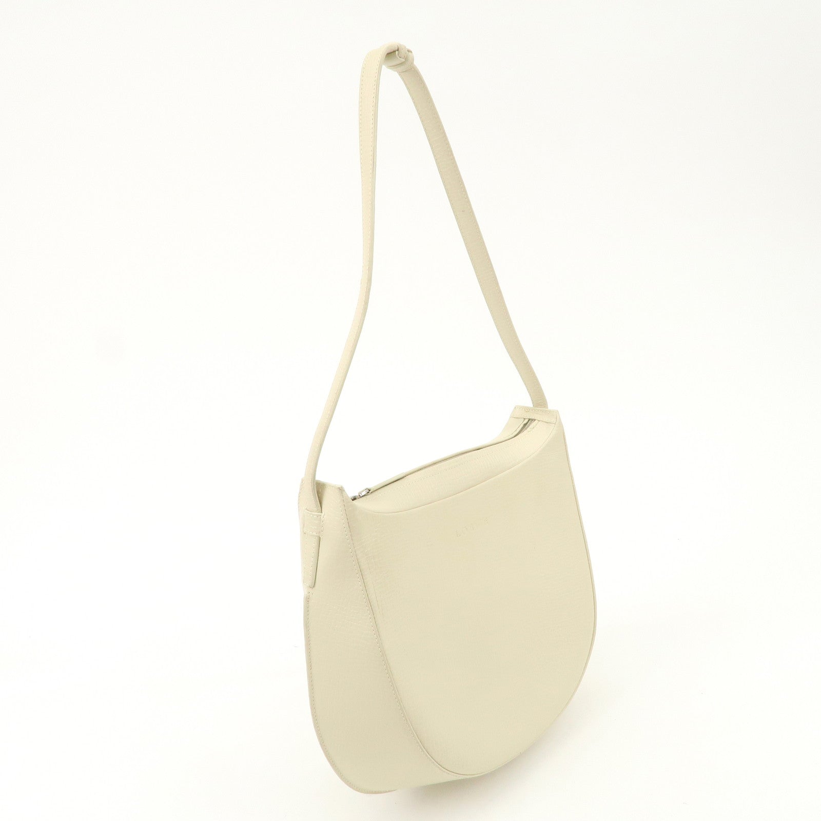 LOEWE Leather Shoulder Bag Ivory Silver Hardware Used