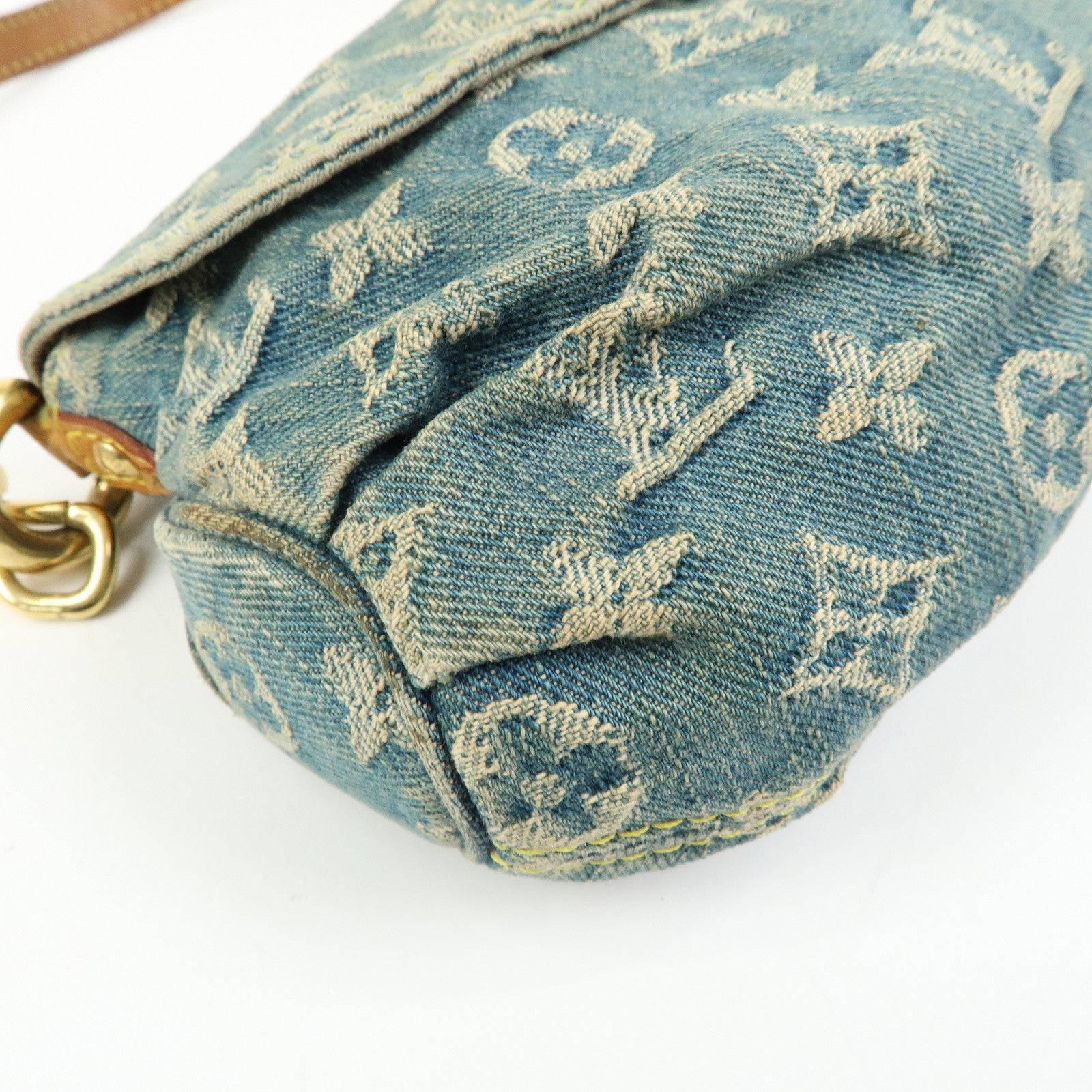 Louis Vuitton Monogram Denim Mini Pleaty Shoulder Bag Blue M95050