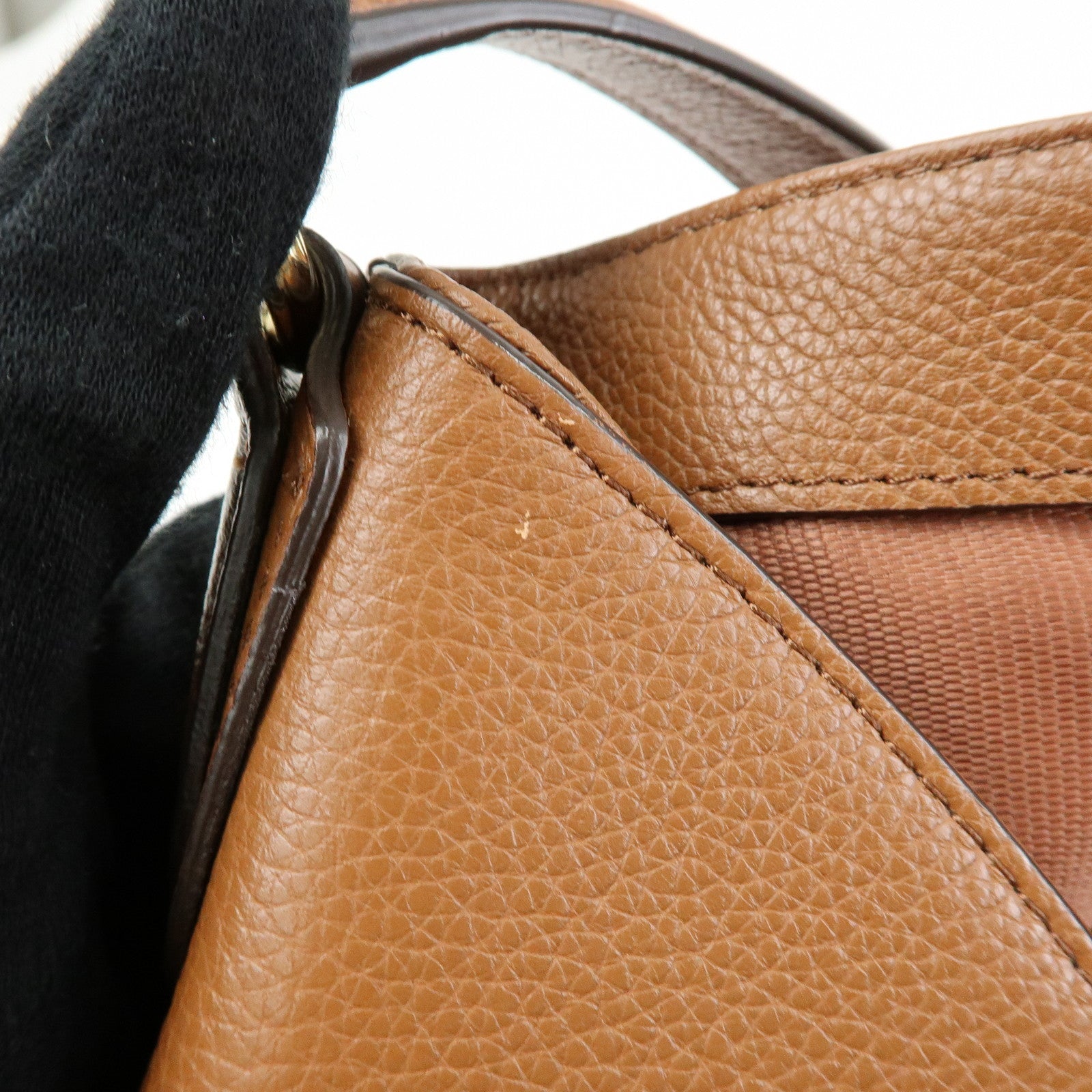 COACH Logo Leather Shoulder Bag Hand Bag Brown