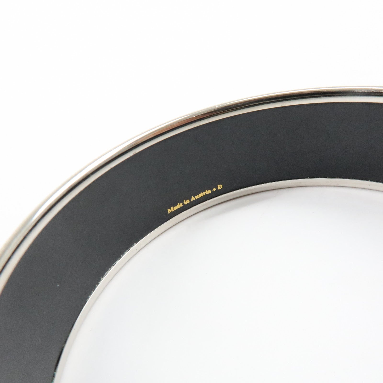 HERMES Email GM Plated Bangle Bracelet Horse Bangle Black Silver