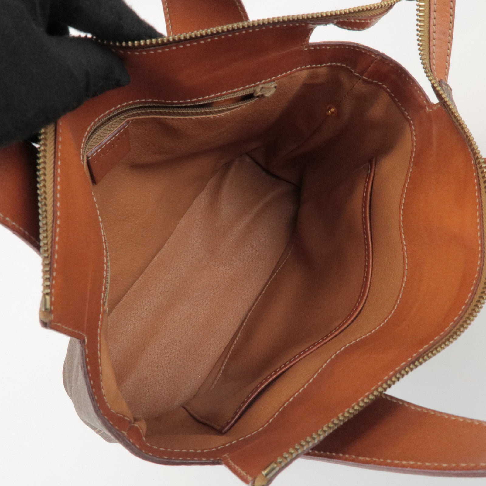 CELINE Macadam PVC Coated Canvas Leather Hand Bag Tote Bag Brown