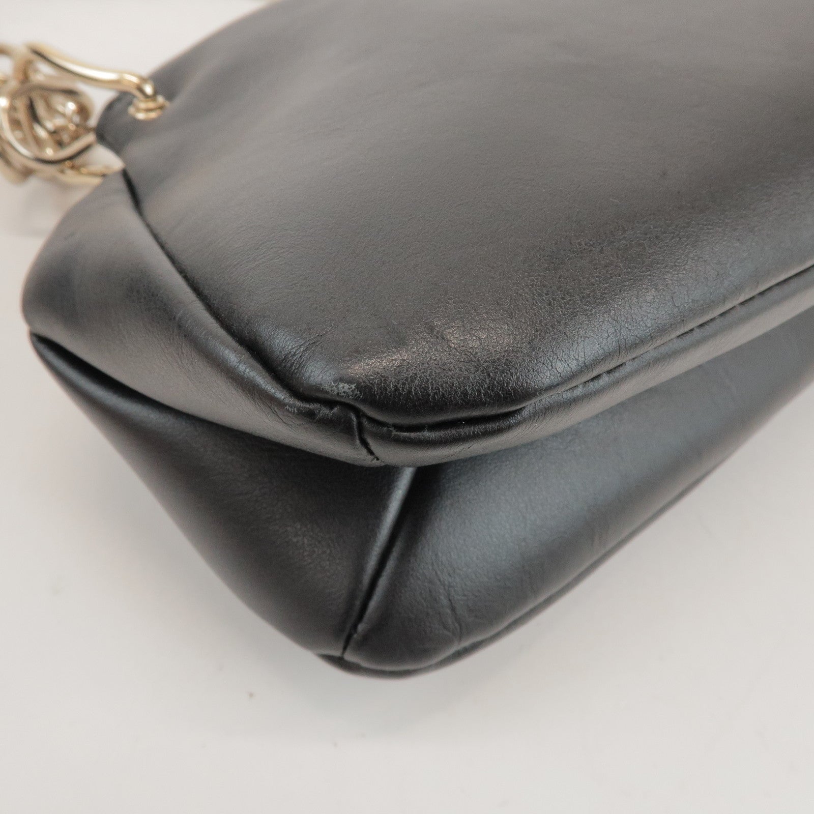 Chloe Juana Leather Chain Shoulder Bag Hand Bag Black