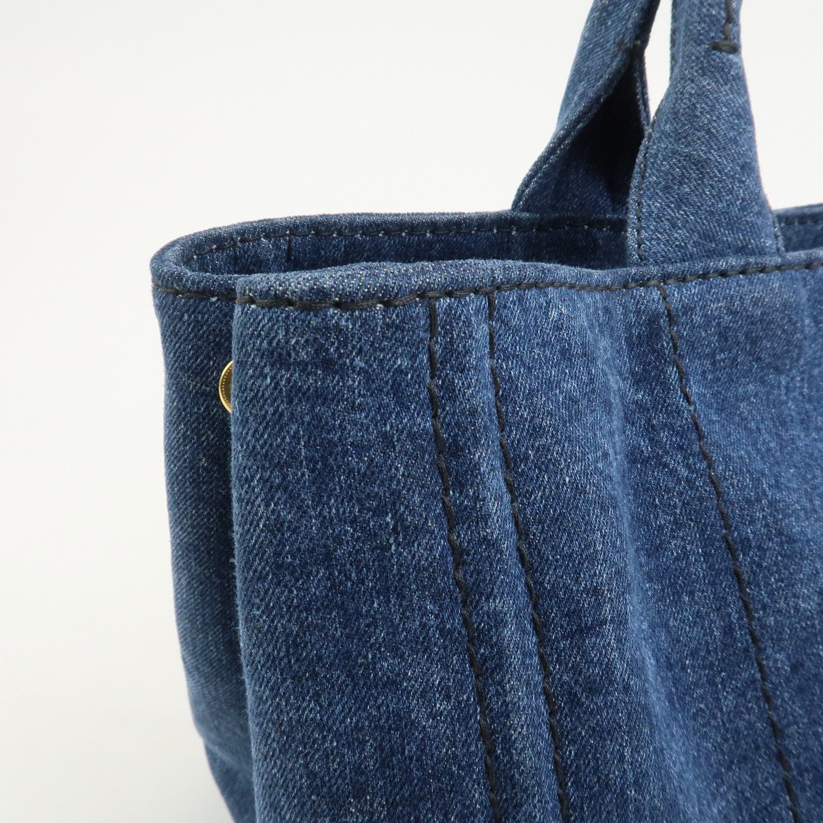 PRADA Denim Canapa Large 2Way Bag Tote Bag Shoulder Bag Navy B1872B
