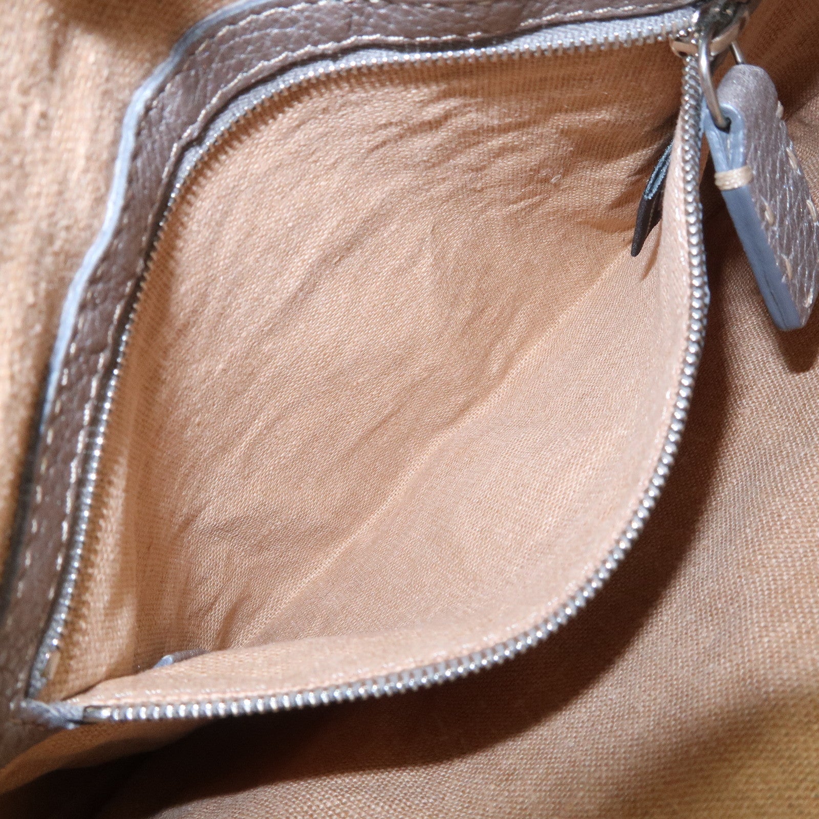 FENDI Selleria Leather Shoulder Bag Crossbody Bag Gray 8BT092