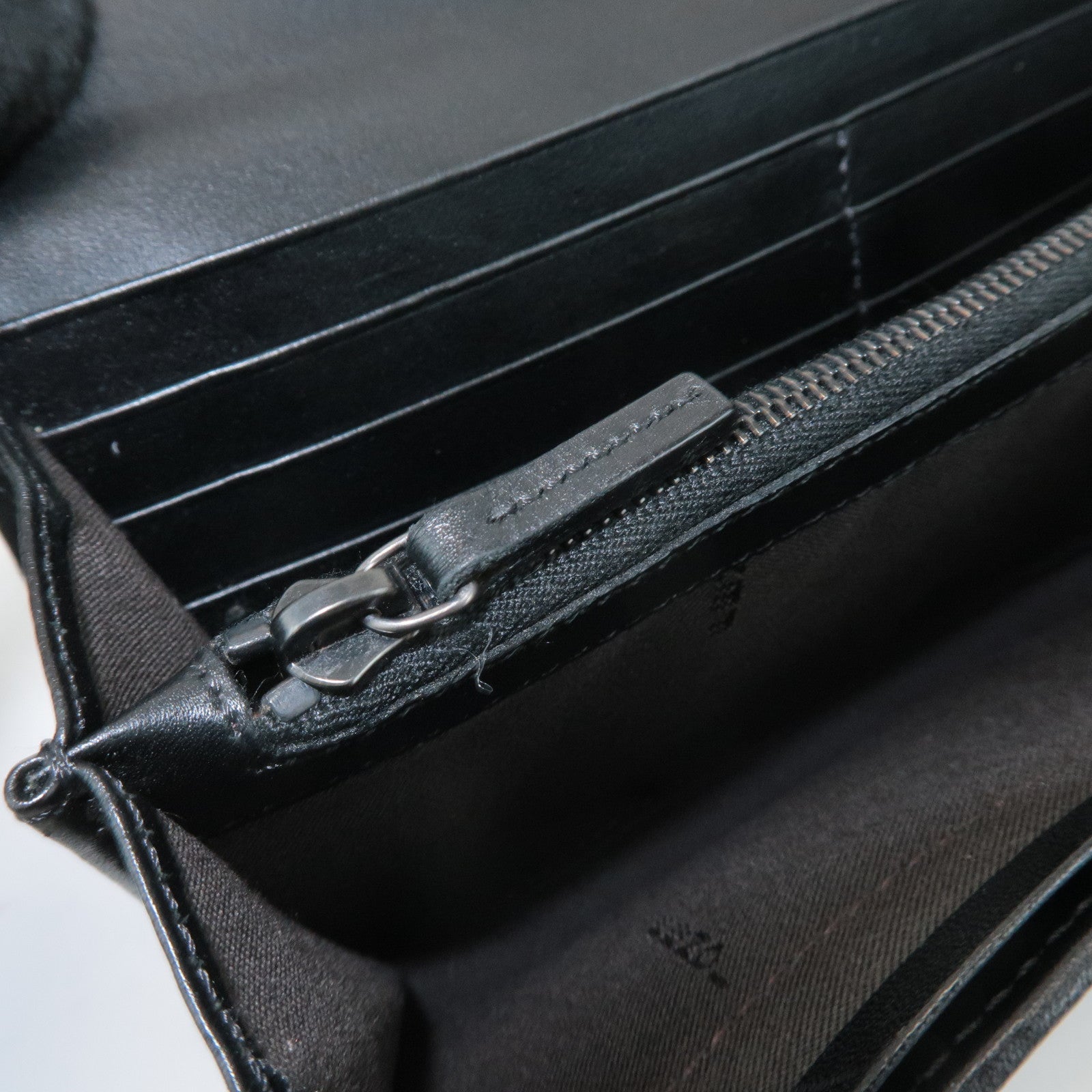 FENDI Zucchino Leather Canvas Bi-fold Long Wallet Black M0021 Used