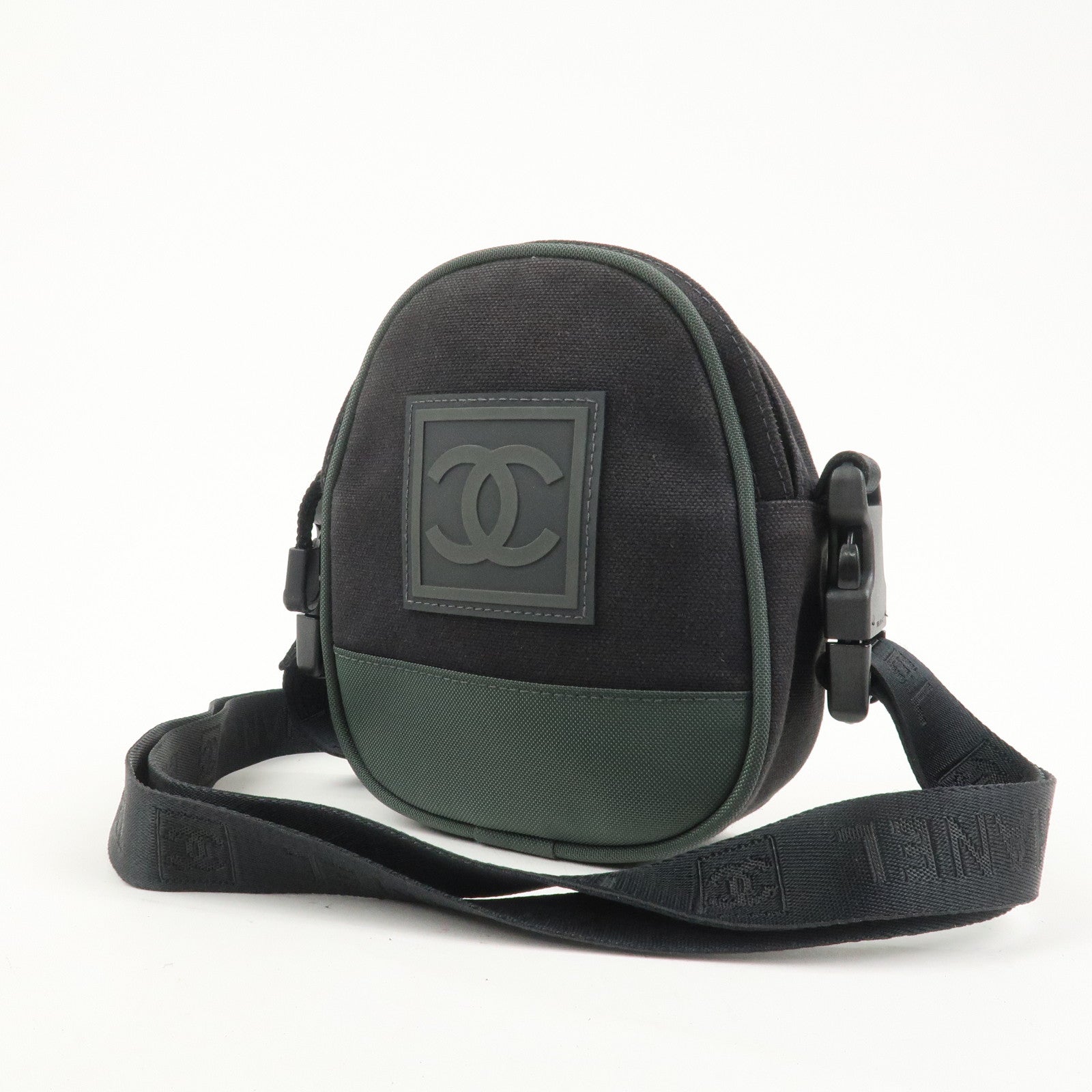 CHANEL Sport Line COCO Mark Canvas Shoulder Bag Black A23300
