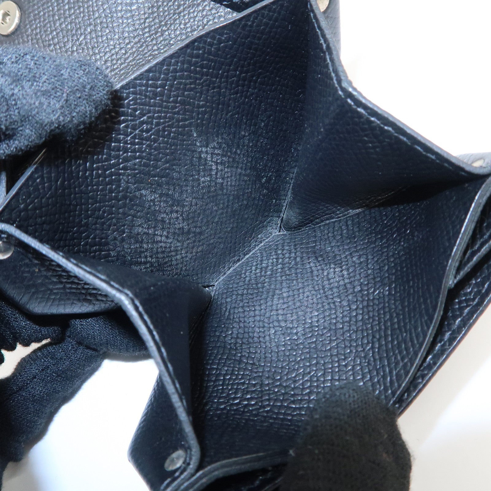 HERMES Ruban Quatre Vo Epson I Stamped Coin Case Black Silver HDW Used