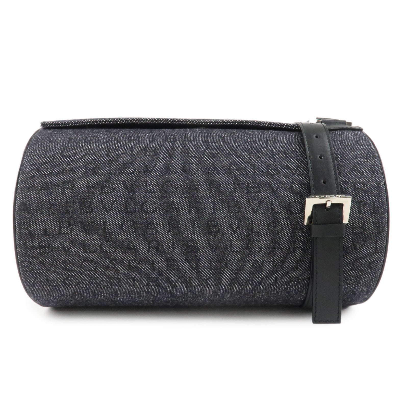 BVLGARI B-zero1 Drum Canvas Shoulder Bag Black Navy Used Used