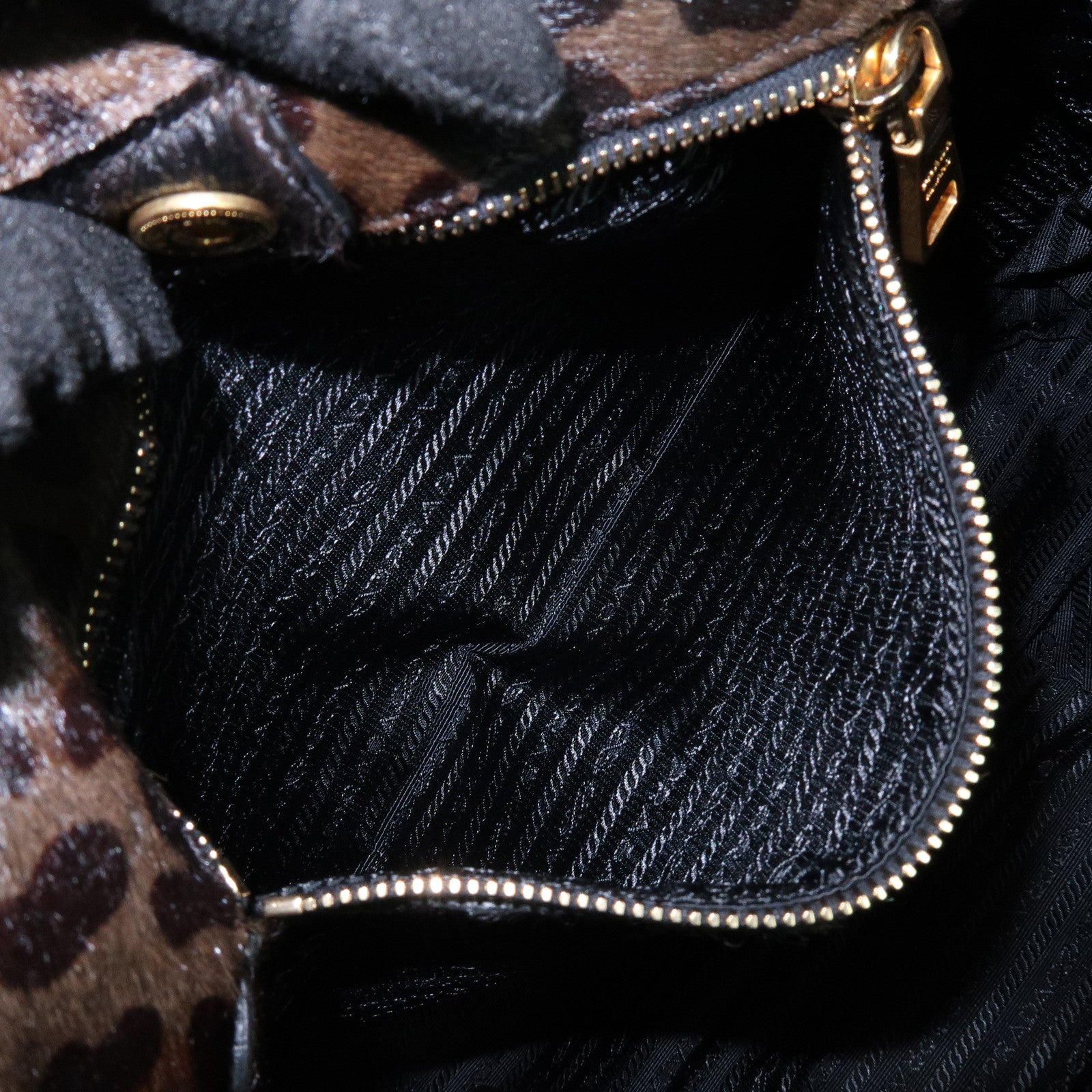 PRADA Leopard Unborn Calf Shoulder Bag Dark Brown BR4941