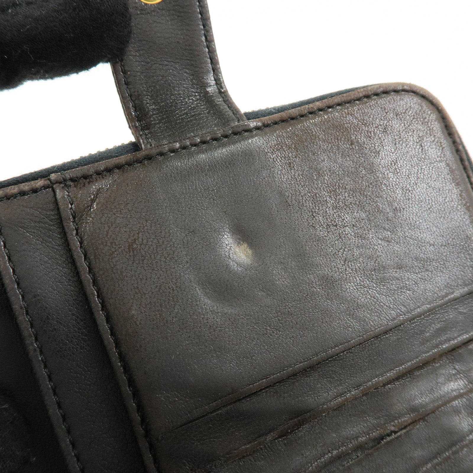 CHANEL COCO Mark Cavairskin Compact Bi-Fold Wallet Black