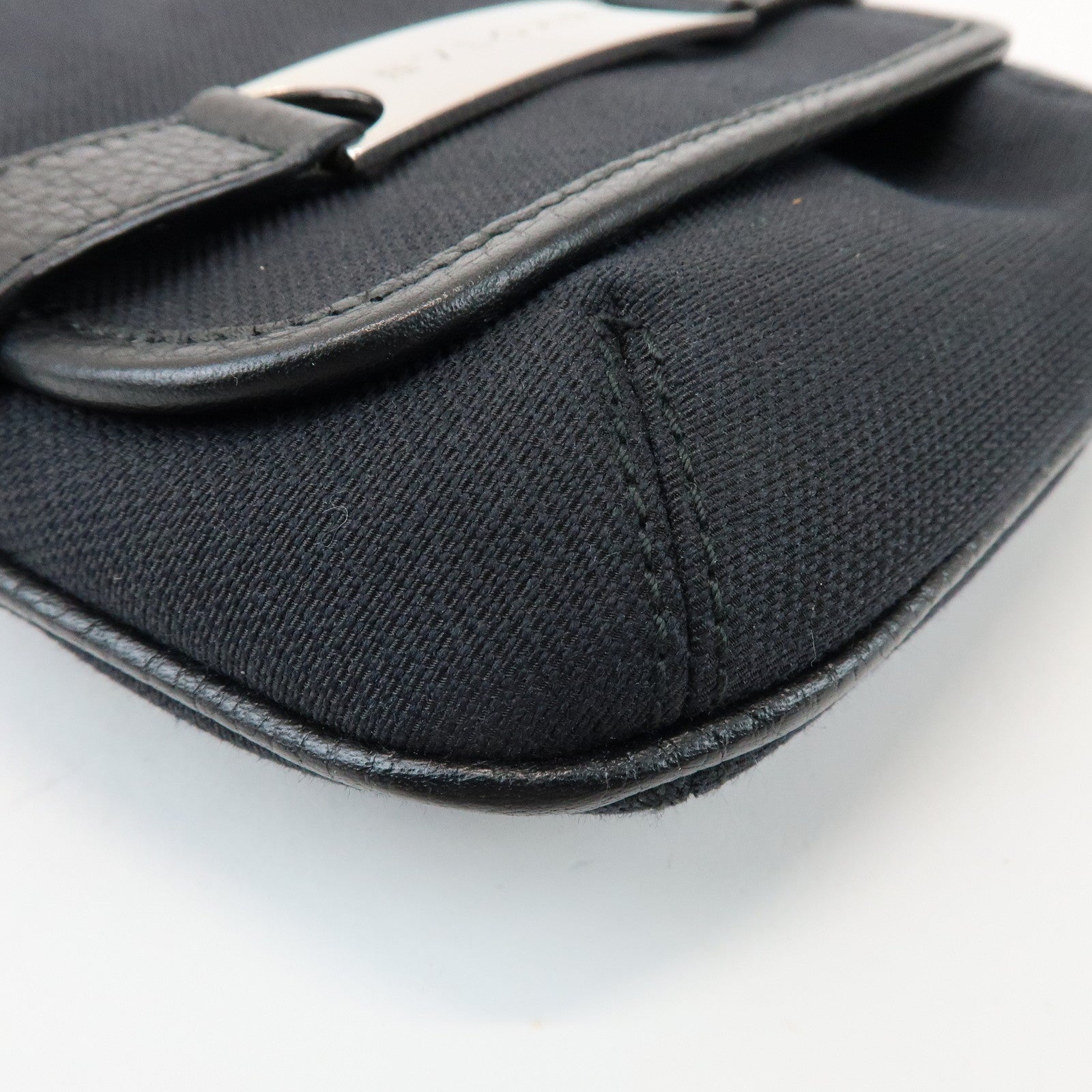 BVLGARI Canvas Leather Shoulder Bag Crossbody Bag Black