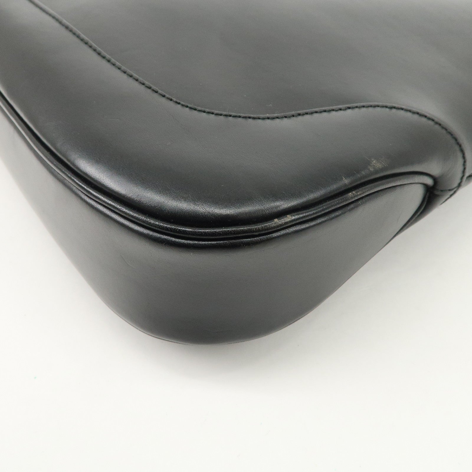 GUCCI Jackie Leather Shoulder Bag Hand Bag Black Silver Hardware 001.3346 Used