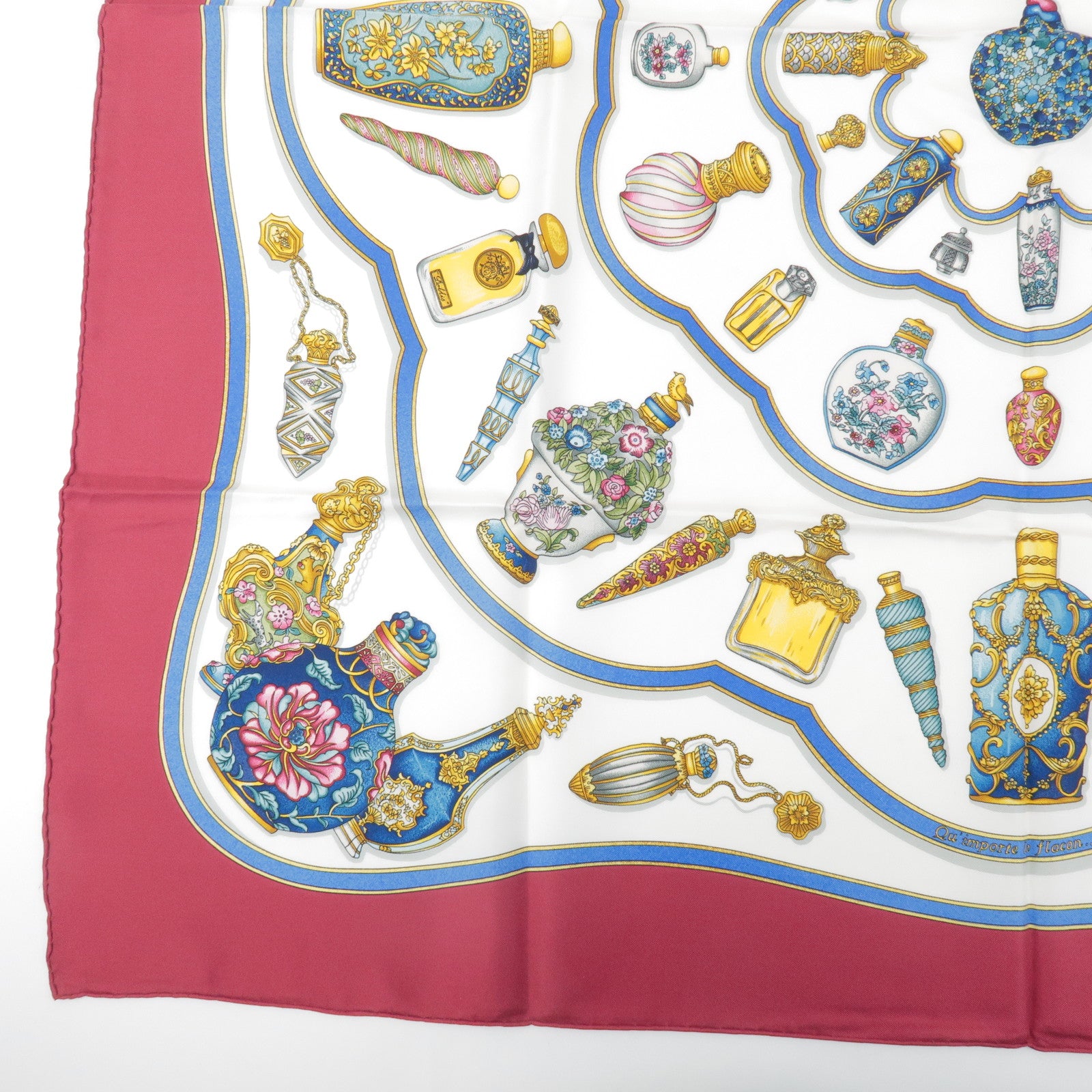 HERMES Carre 90 Silk 100% Scarf Pourvu qu'on ait l'ivresse Bordeaux