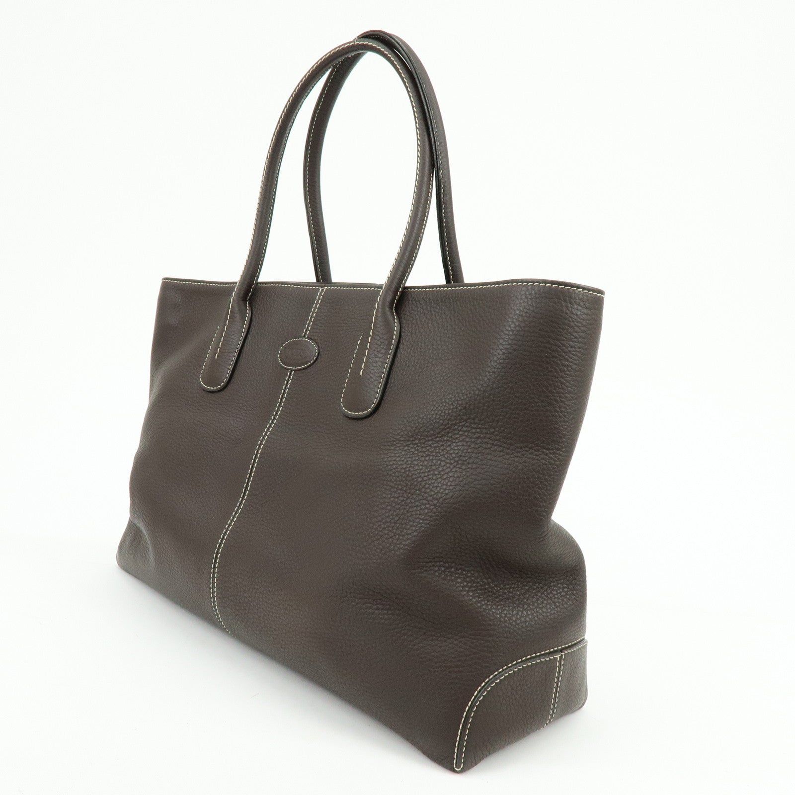 TOD'S Logo Leather Tote Bag Shoulder Bag Brown