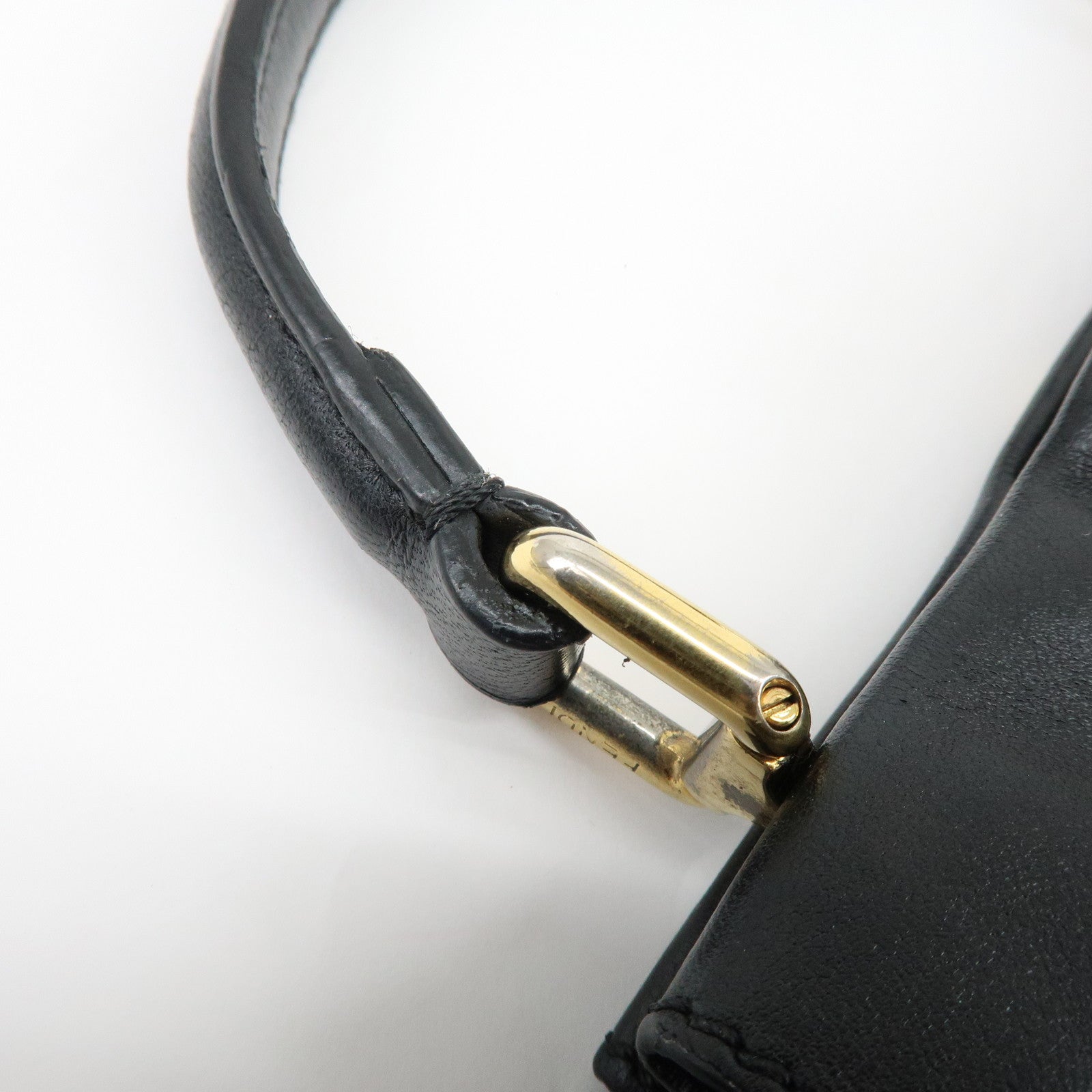 FENDI Peekaboo Mini 2Way Shoulder Bag Hand Bag Black 8BN244