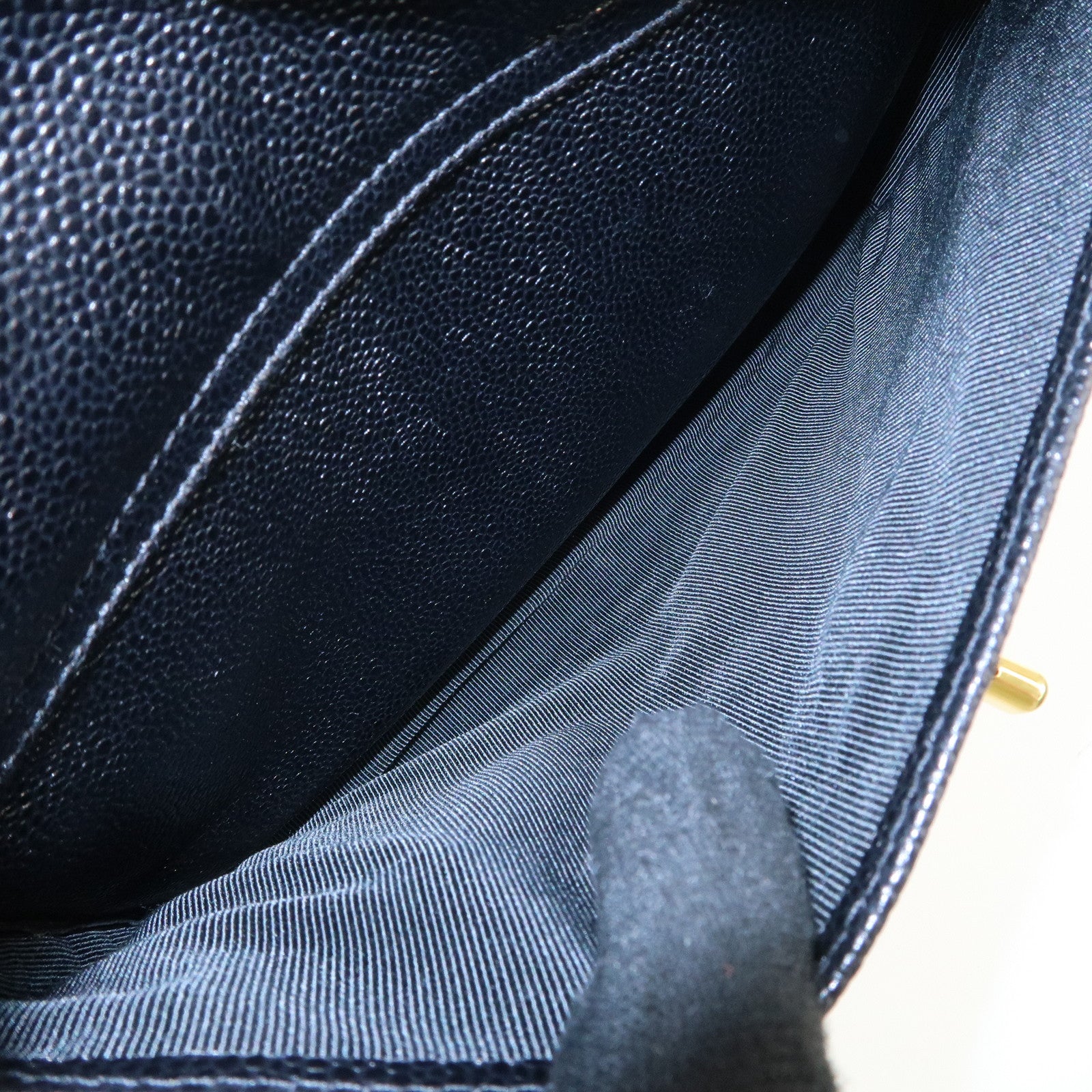 CHANEL COCO Mark Caviarskin Chain Tote Bag Black Used