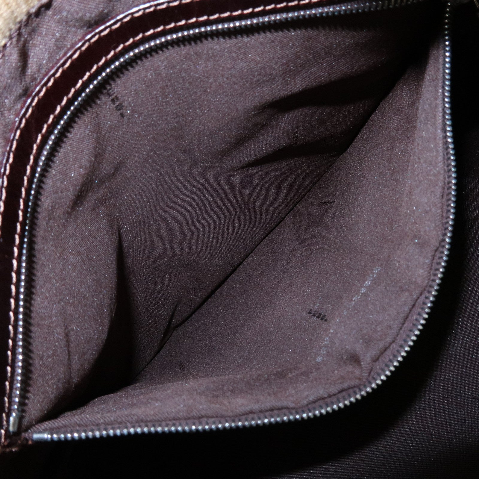 FENDI Corduroy Leather Shoulder Bag Brown 26733