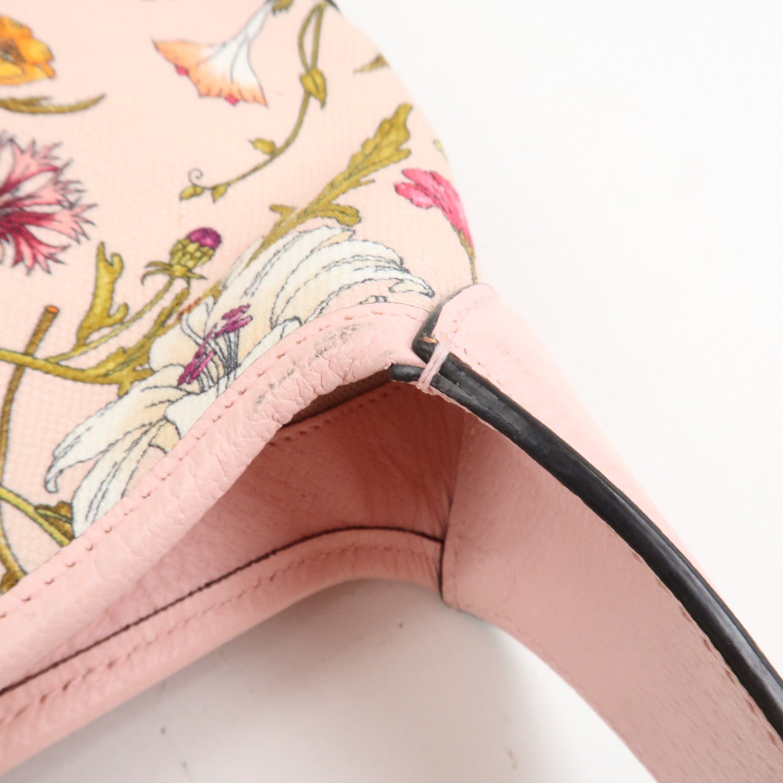 GUCCI New Jackie Flora Canvas Leather Shoulder Bag Hand Bag Pink 550152