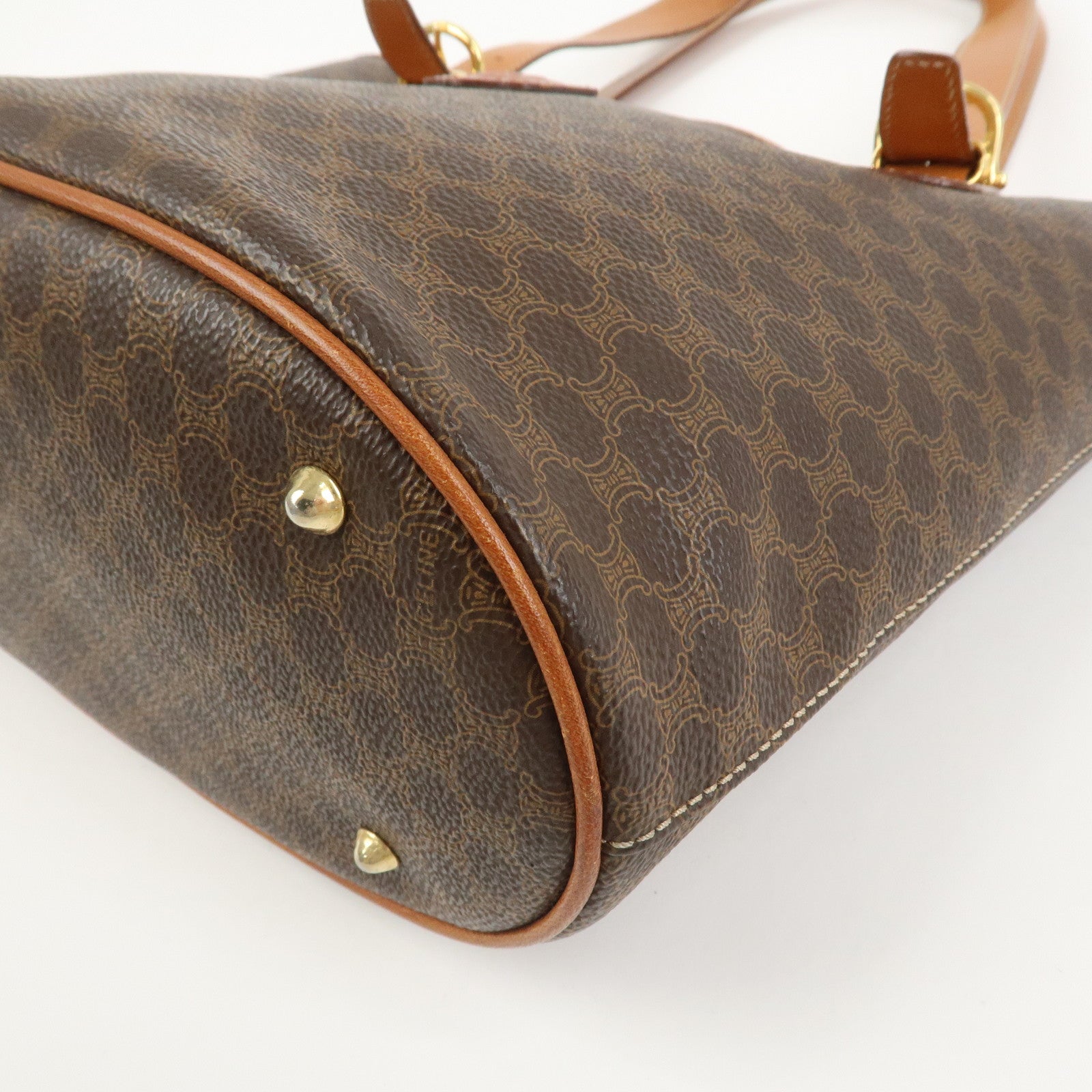 CELINE Macadam PVC Leather Tote Bag Shoulder Bag Hand Bag Brown