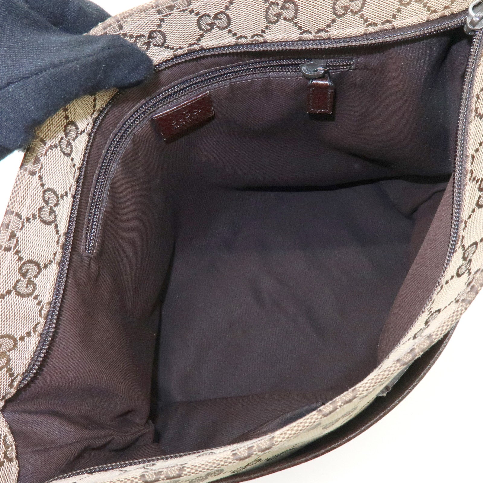 GUCCI Sherry GG Canvas Leather Shoulder Bag Beige Brown 189751