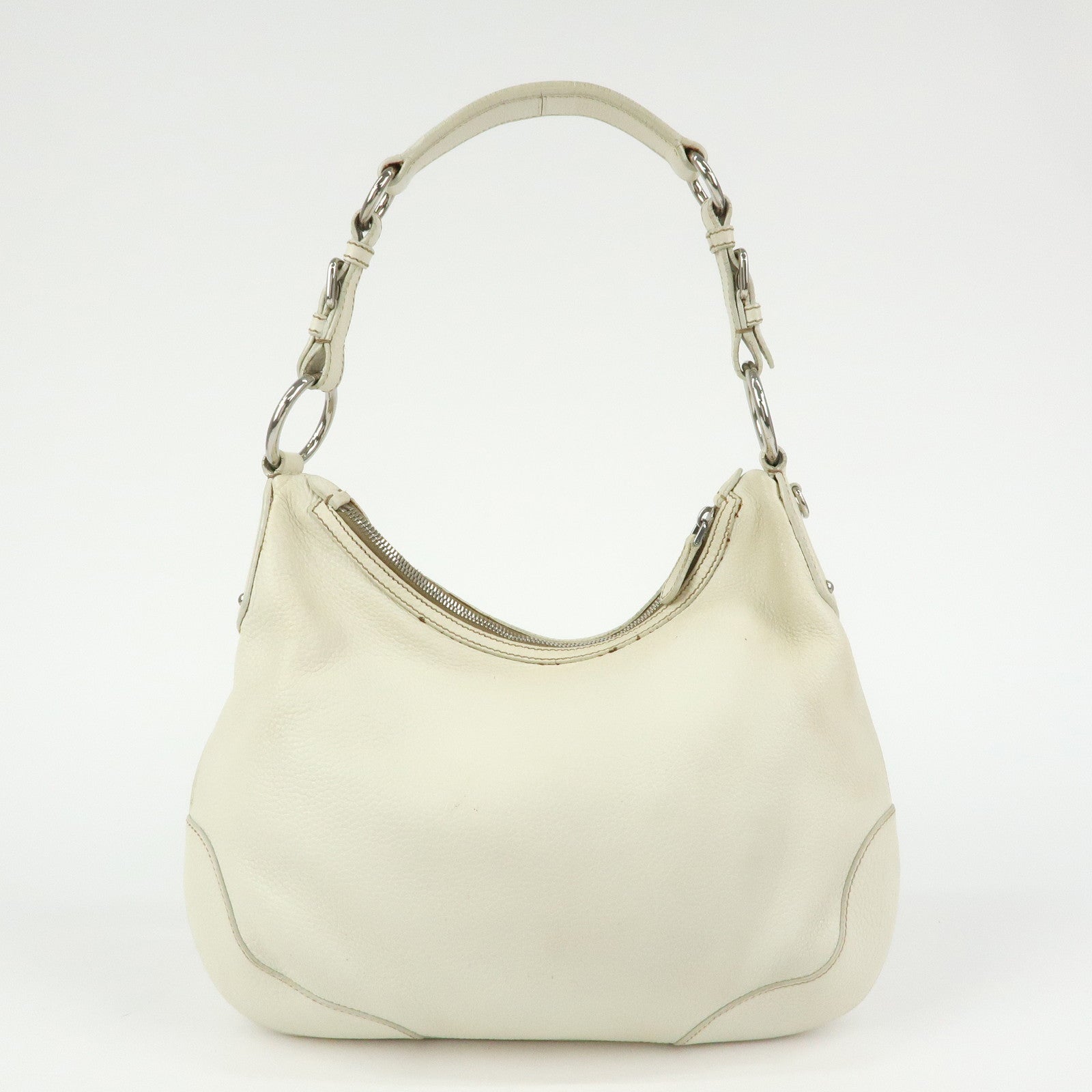 PRADA Logo Leather Hand Bag Shoulder Bag White
