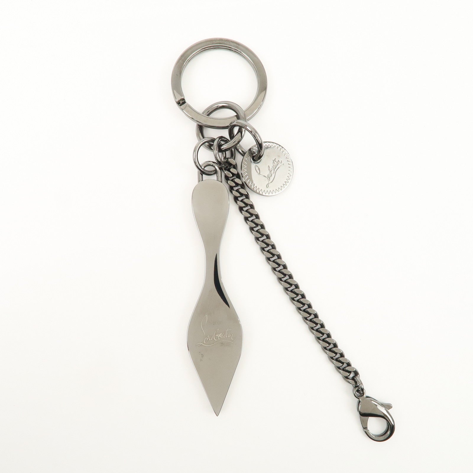 Christian Louboutin Metal Plastic Bag Charm Key Ring Red