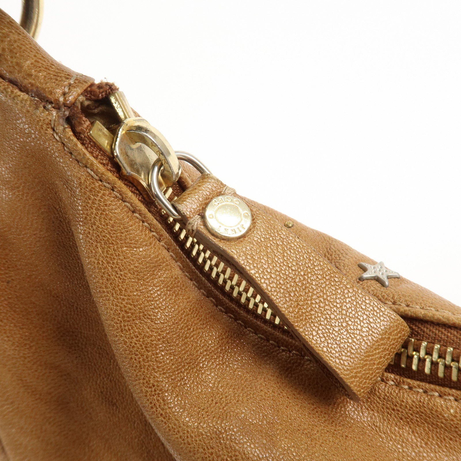 JIMMY CHOO Zodiac Sky Bag Leather Shoulder Bag Light Brown