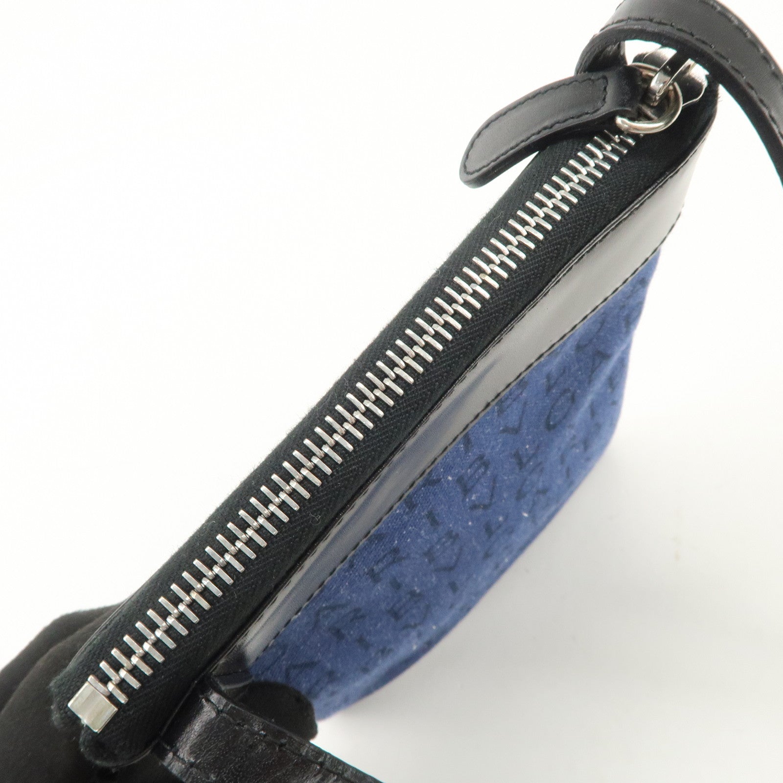 BVLGARI Logo Mania Denim Leather Shoulder Bag Crossbody Bag Blue