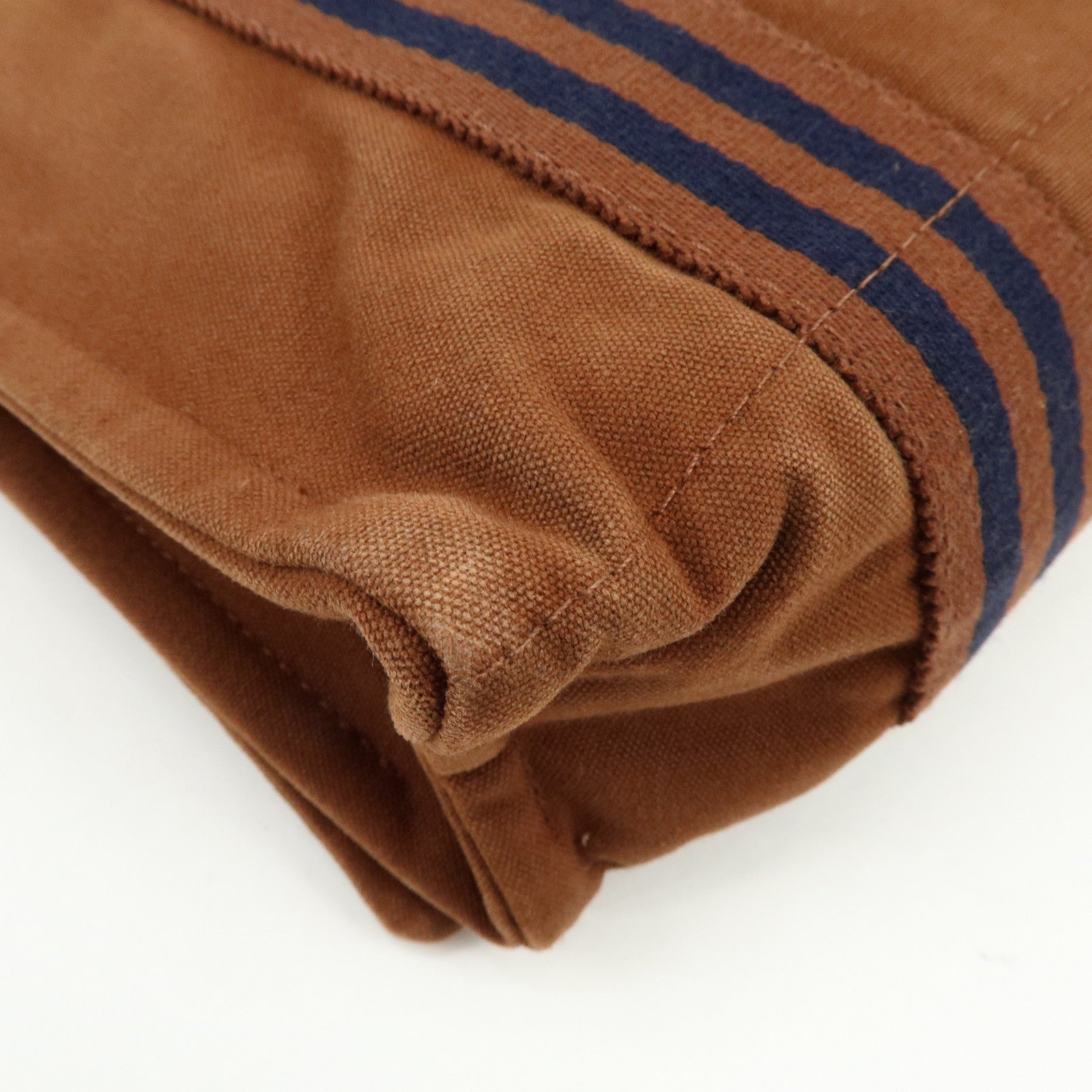 HERMES Basas MM Fourre Toute Canvas Shoulder Bag Brown