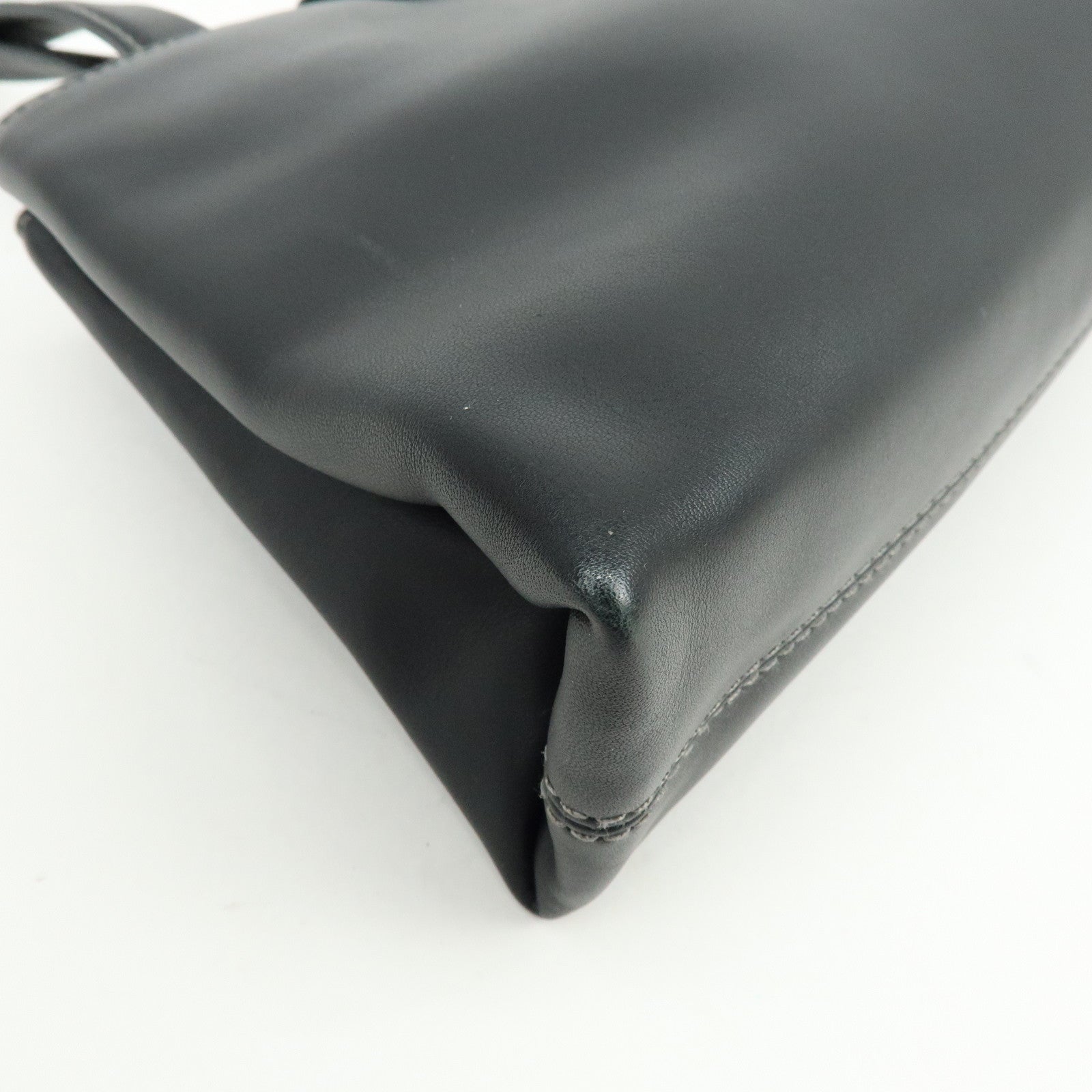 BVLGARI Logo Leather Shoulder Bag Hand Bag Black